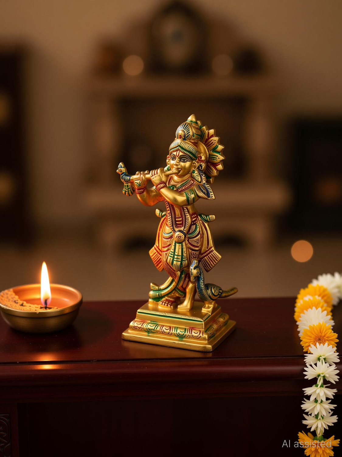 Image of Craftcart Krishna Superfine Figurine Decorative Showpiece - 15 cm