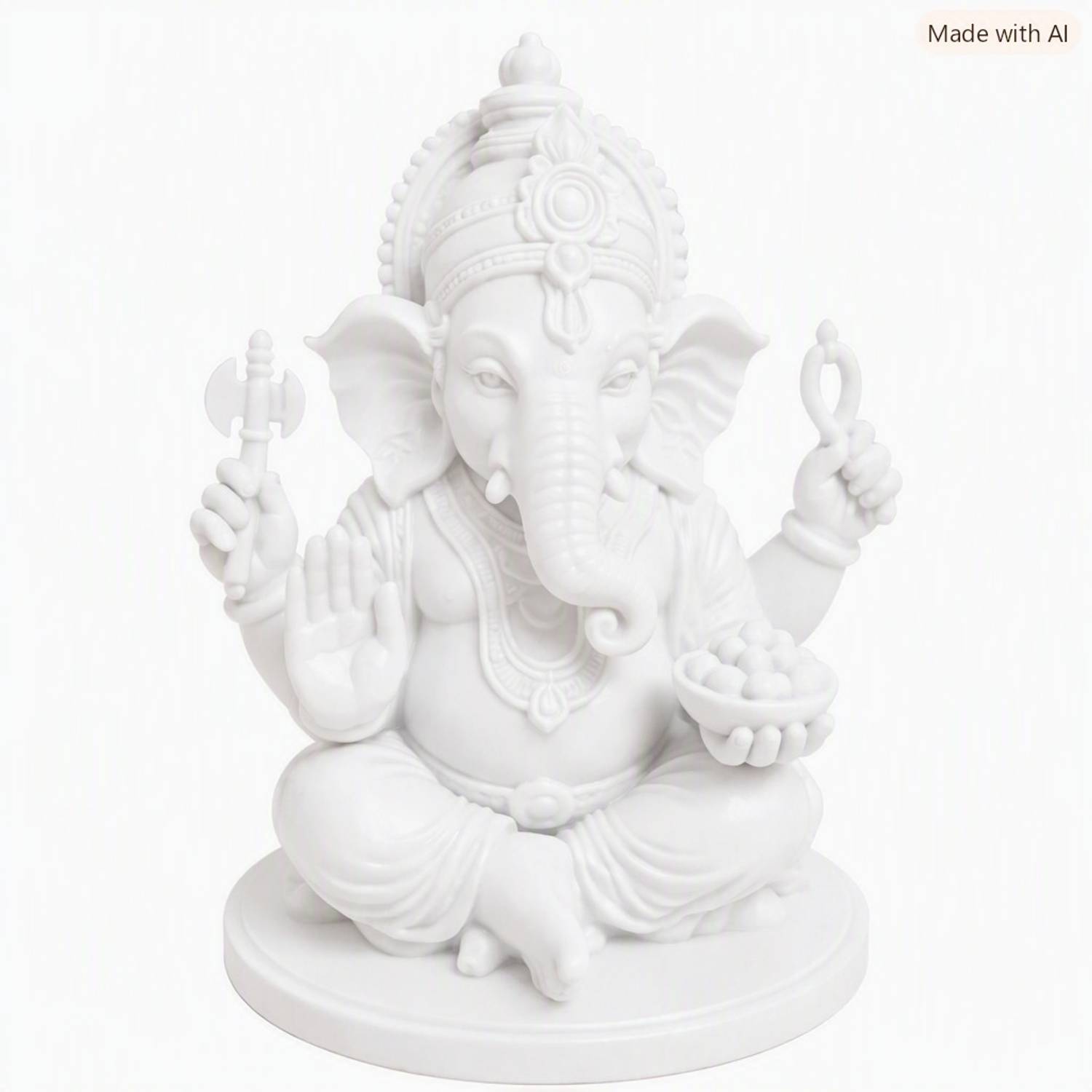 Jiva Collectibles White Gold Ganesha Idol Decorative Showpiece  -  7.62 cm