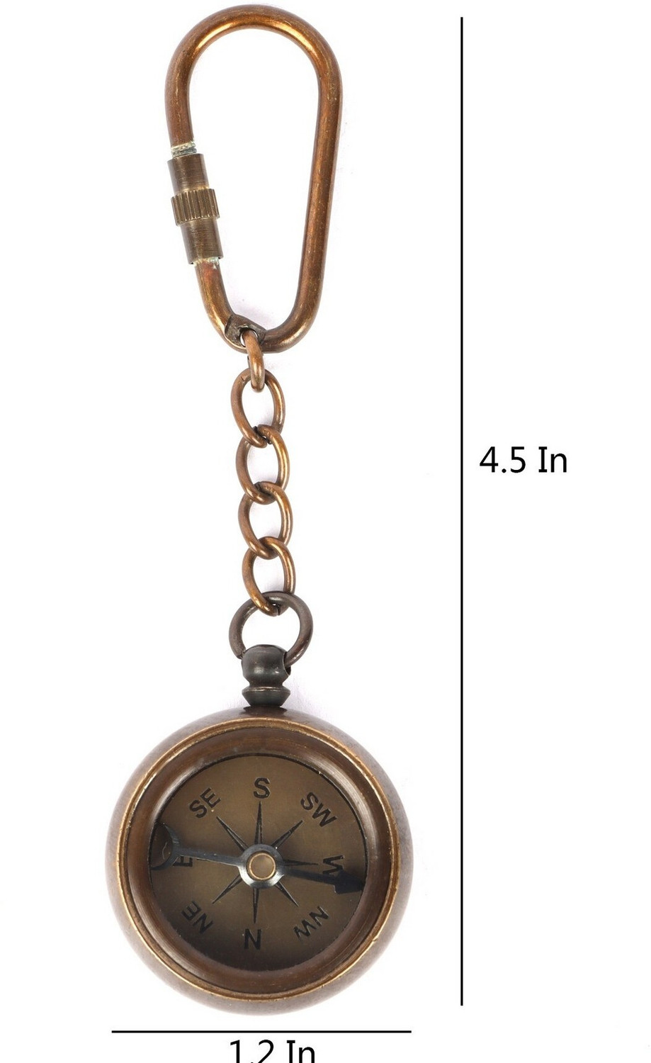 Image of HOUSE OF COMMON Antique Ross London Compass Key Chain Showpiece Decorative Showpiece - 1.2 cm