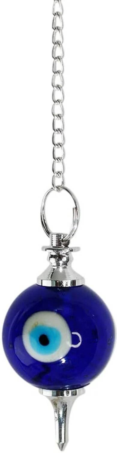 9dzine Evil Eye Crystal Dowsing Ball Pendulum with Chain Beads for Reiki Healing Decorative Showpiece - 20 cm