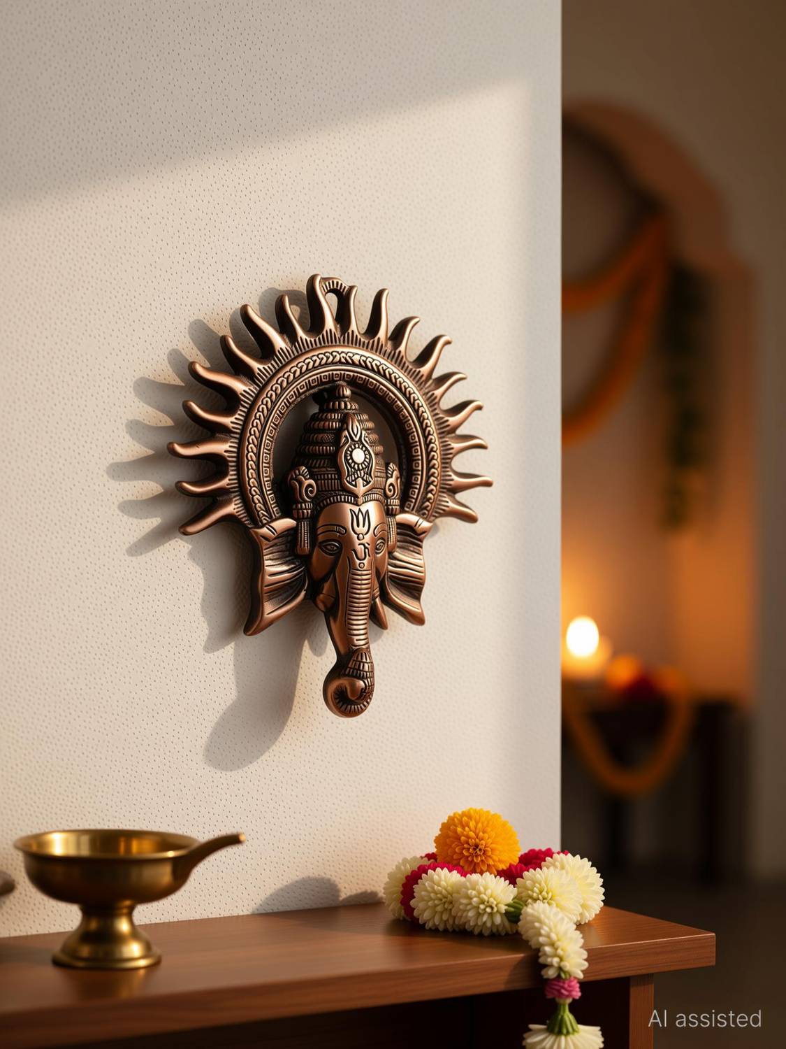 SP Handicrafts SP Handicrafts Wall Hanging Ganesh for Diwali Gift Decorative Showpiece - 18 cm