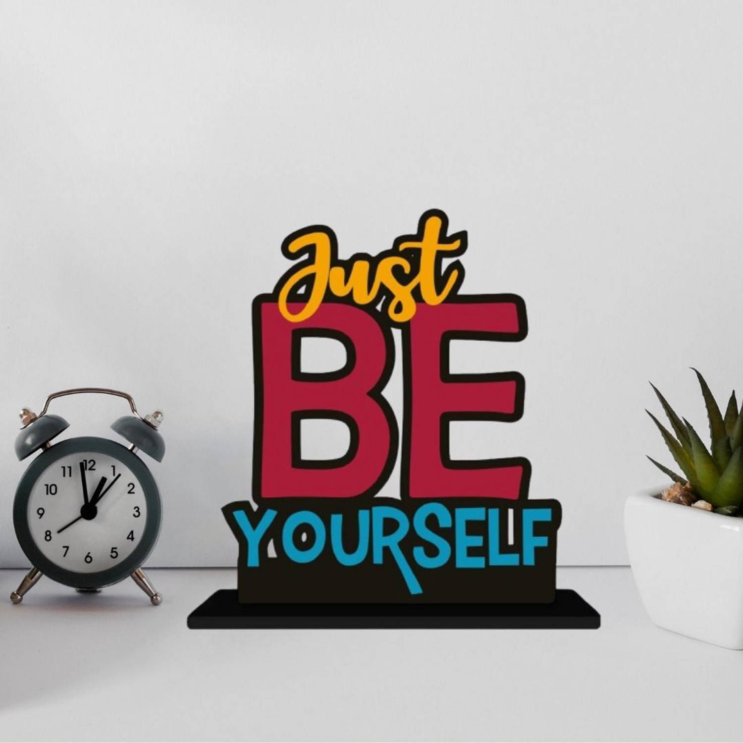 Apnagift Just Be Yourself Motivational Quote Table Decor For Office Desk | Idols Decorative Showpiece - 15 cm