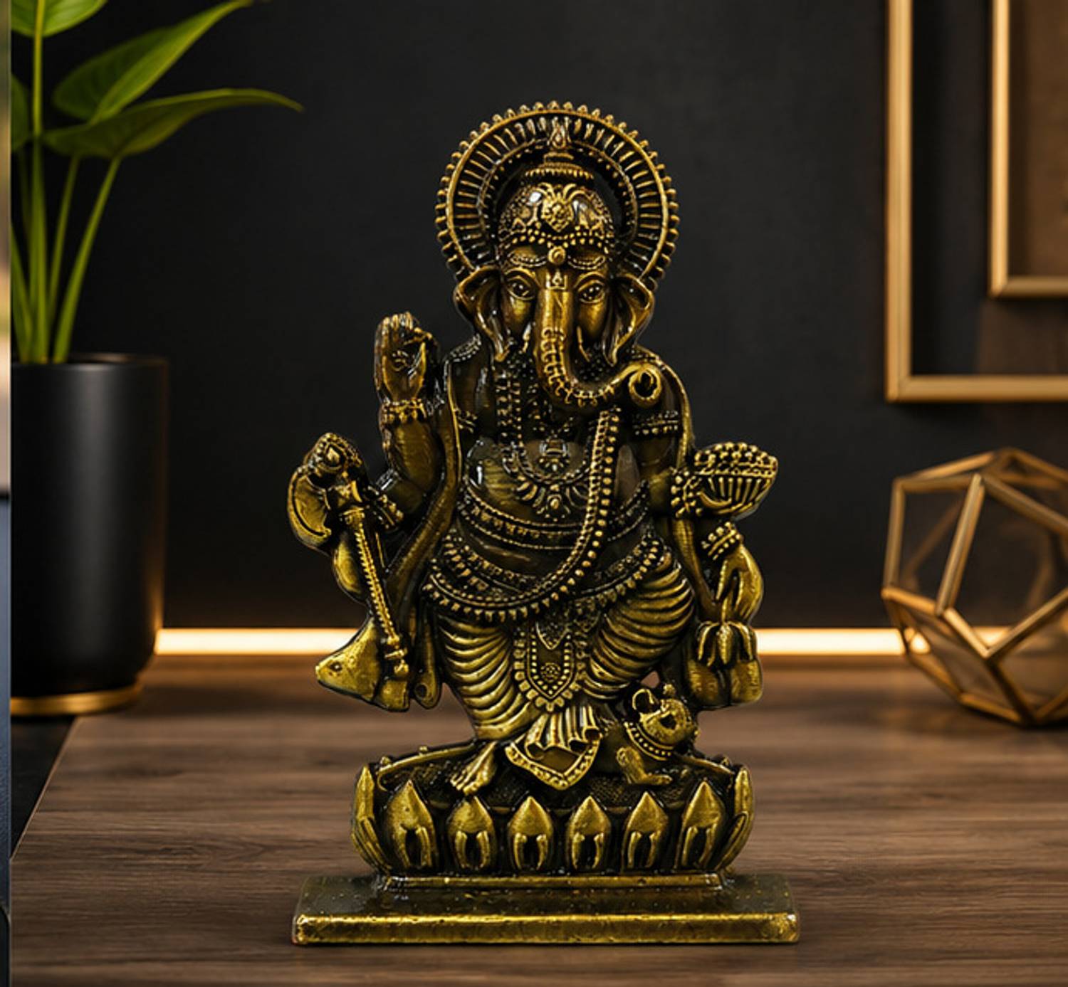 ruby collection Lord Ganesha Idol Decorative Statue for Home Decor, Pooja Room, Office & Gift Decorative Showpiece - 10 cm
