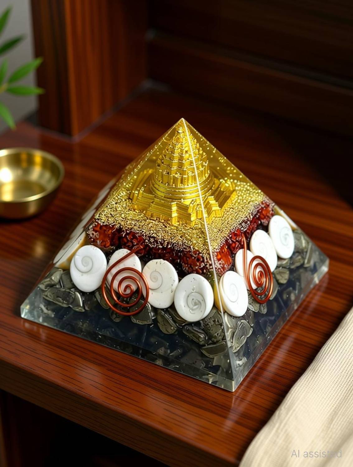 ALDOMIN Money Magnet Pyrite Pyramid- Attract Wealth & Prosperity Decorative Showpiece - 6 cm