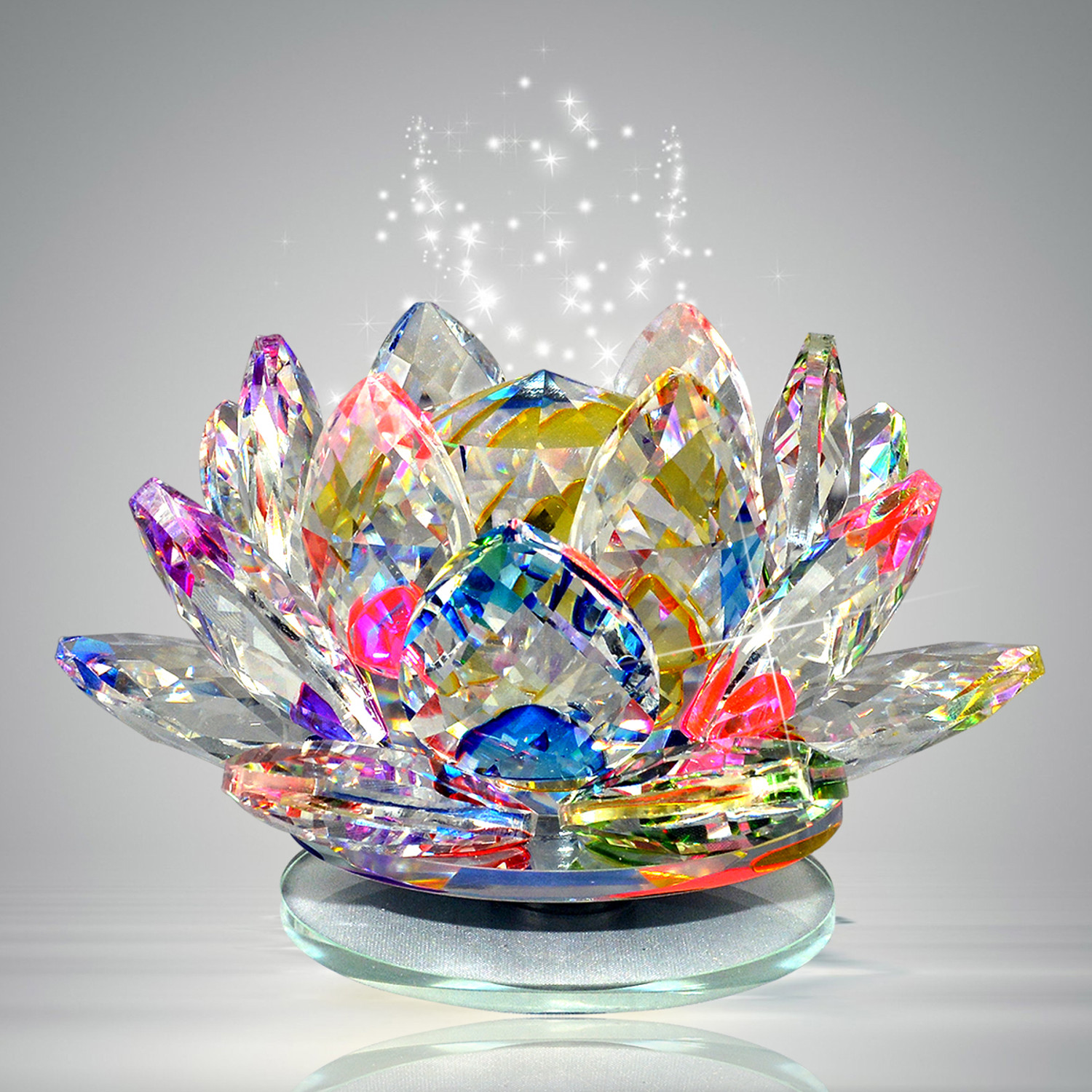 Image of CRYSTU Vastu Lotus Feng Shui Lotus Transparent Crystal Lotus For Positive Energy 40 mm Decorative Showpiece - 6.5 cm