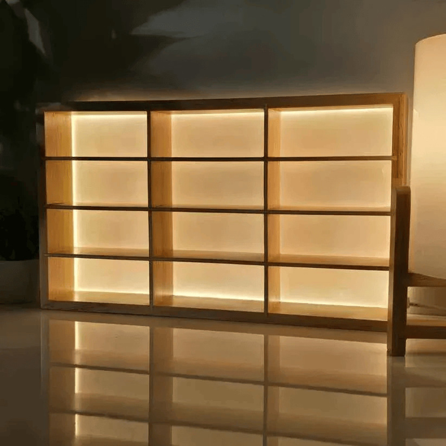 Image of Fancy Things FANCYTHINGS LED Display Shelf for Collectible Car Organizer (Without Cars) Wooden Wall Shelf