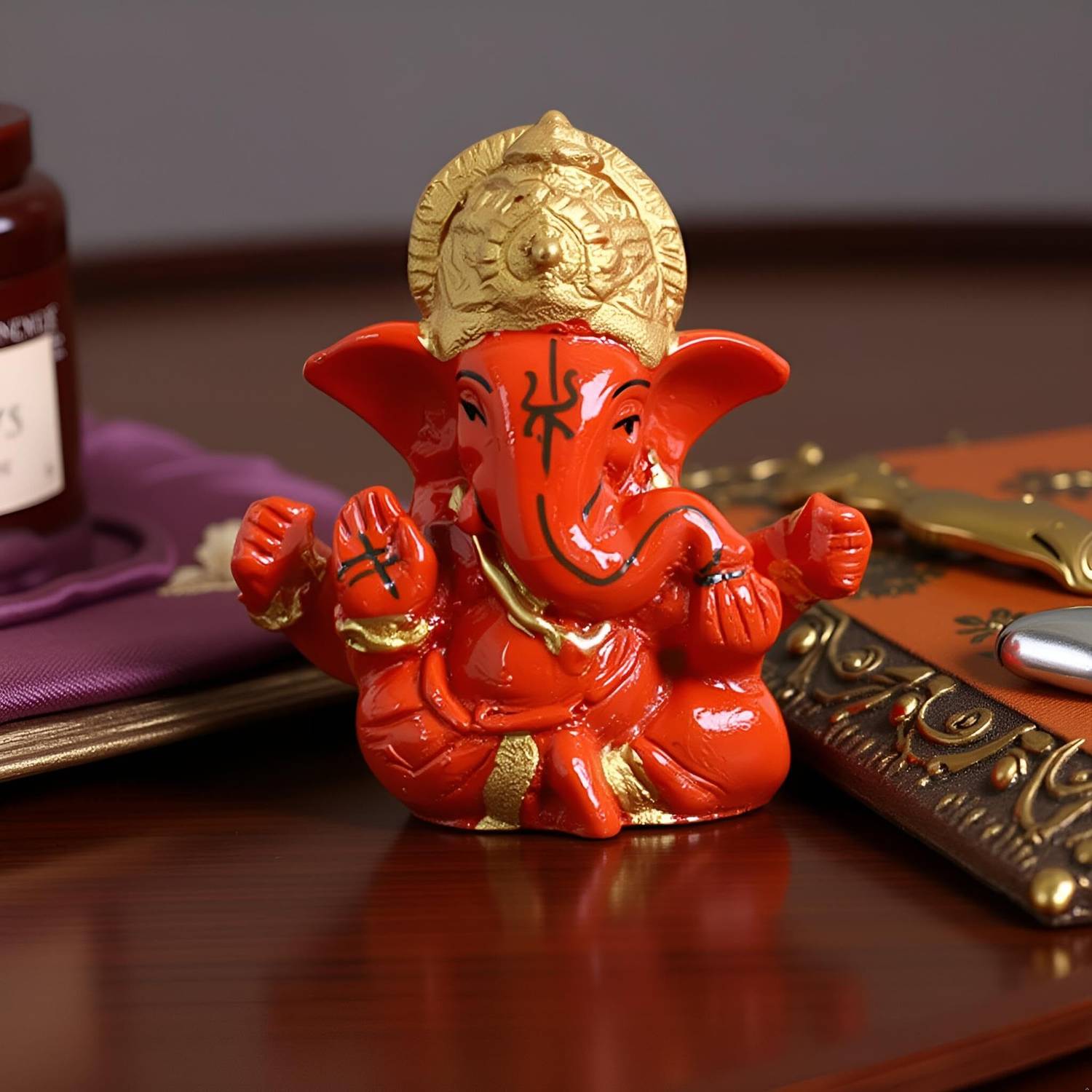 P.D.Creation Ganesha Idols for Home Decor and Office Decor, Car Dashboard Decorative Showpiece - 7 cm