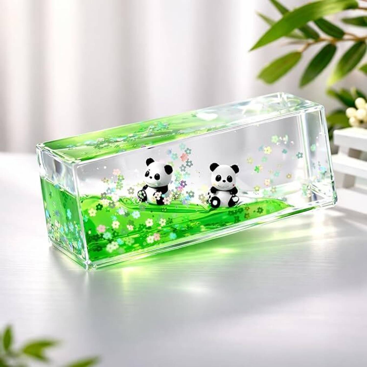 MSVTRADESS Panda Liquid Paperweight 5cm Green - Image 3