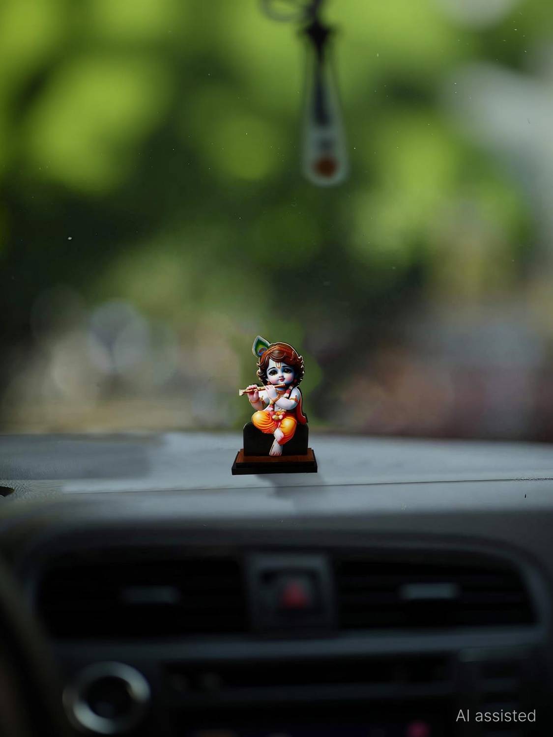 Adhvik Mdf Cutout Bal Krishna/kahna/kanhaiya 2d Wooden Sticker Car Dashboard God Stand Decorative Showpiece  -  10 cm