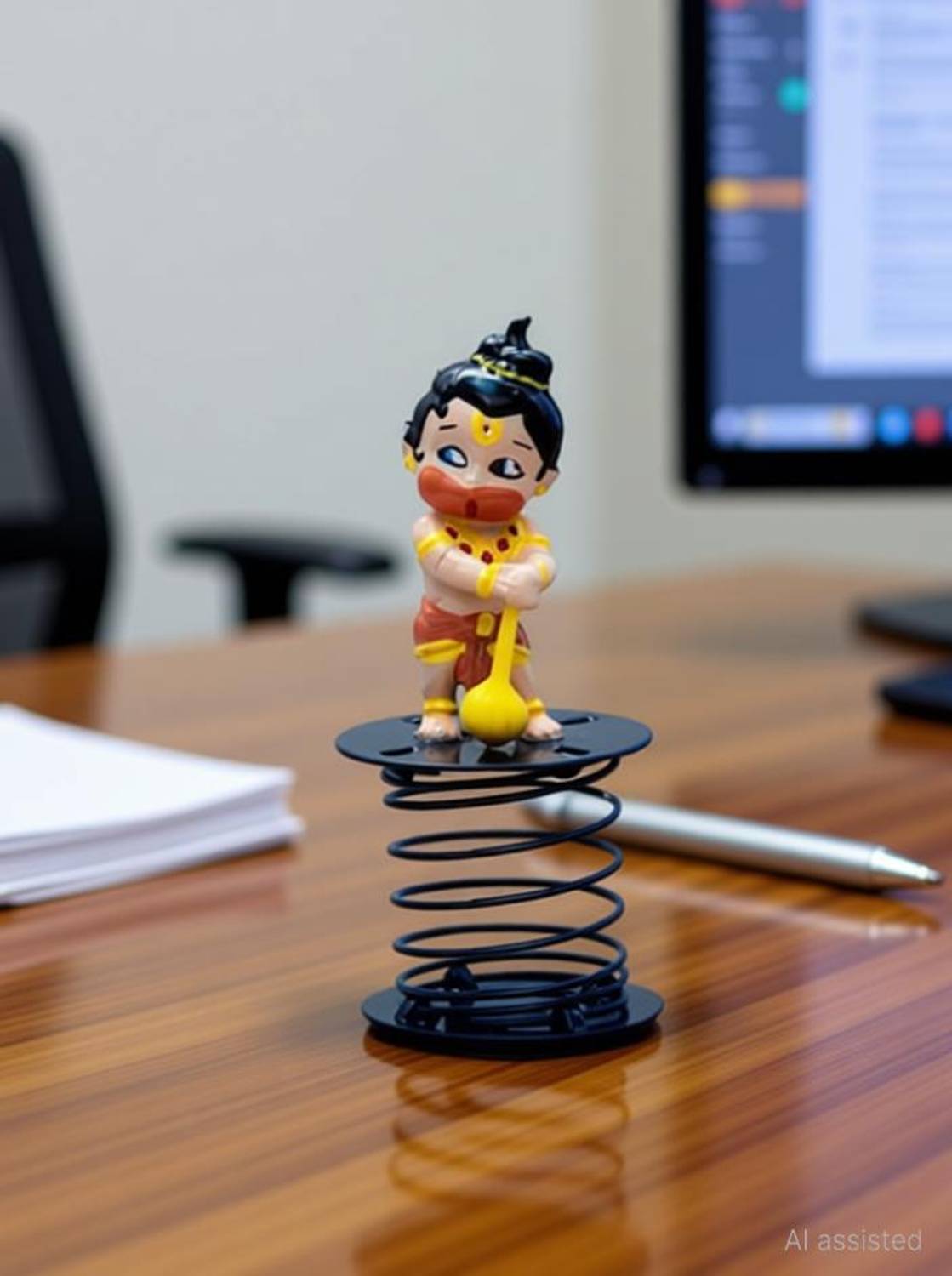 the mufasa Lord Hanuman /Bajarangi/Standi Idol Car Dashboard Household Car Decor Spring Idol for Office Decor Or Jumping Idol Car Dashboard Trim Decorative Showpiece  -  7 cm
