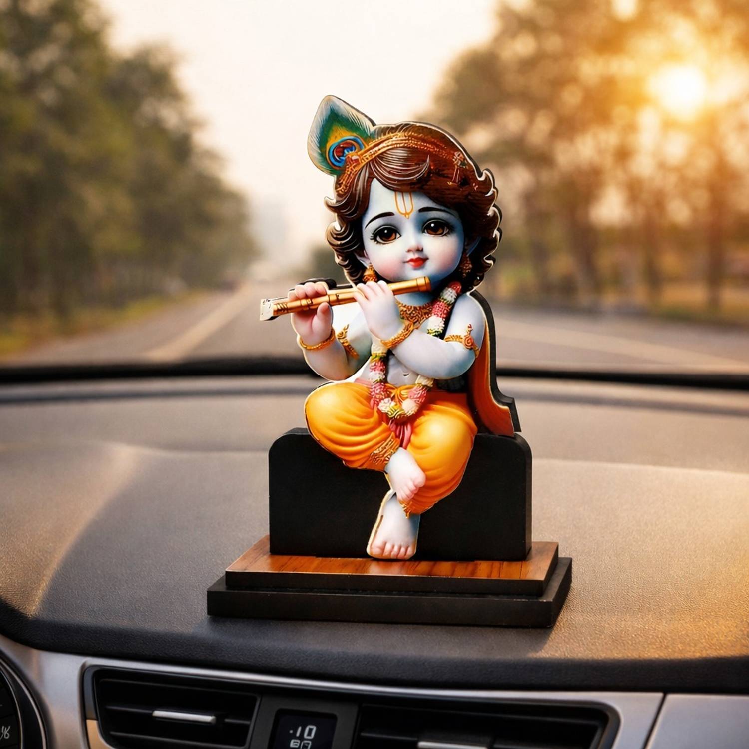 Adiguru Bal Krishna MDF Statue for Dashboard, Office Table & Home Decor Decorative Showpiece  -  10 cm