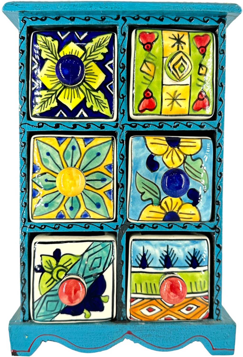 Diwamjewels wooden and ceramic combination 6 drawer Decorative Sh