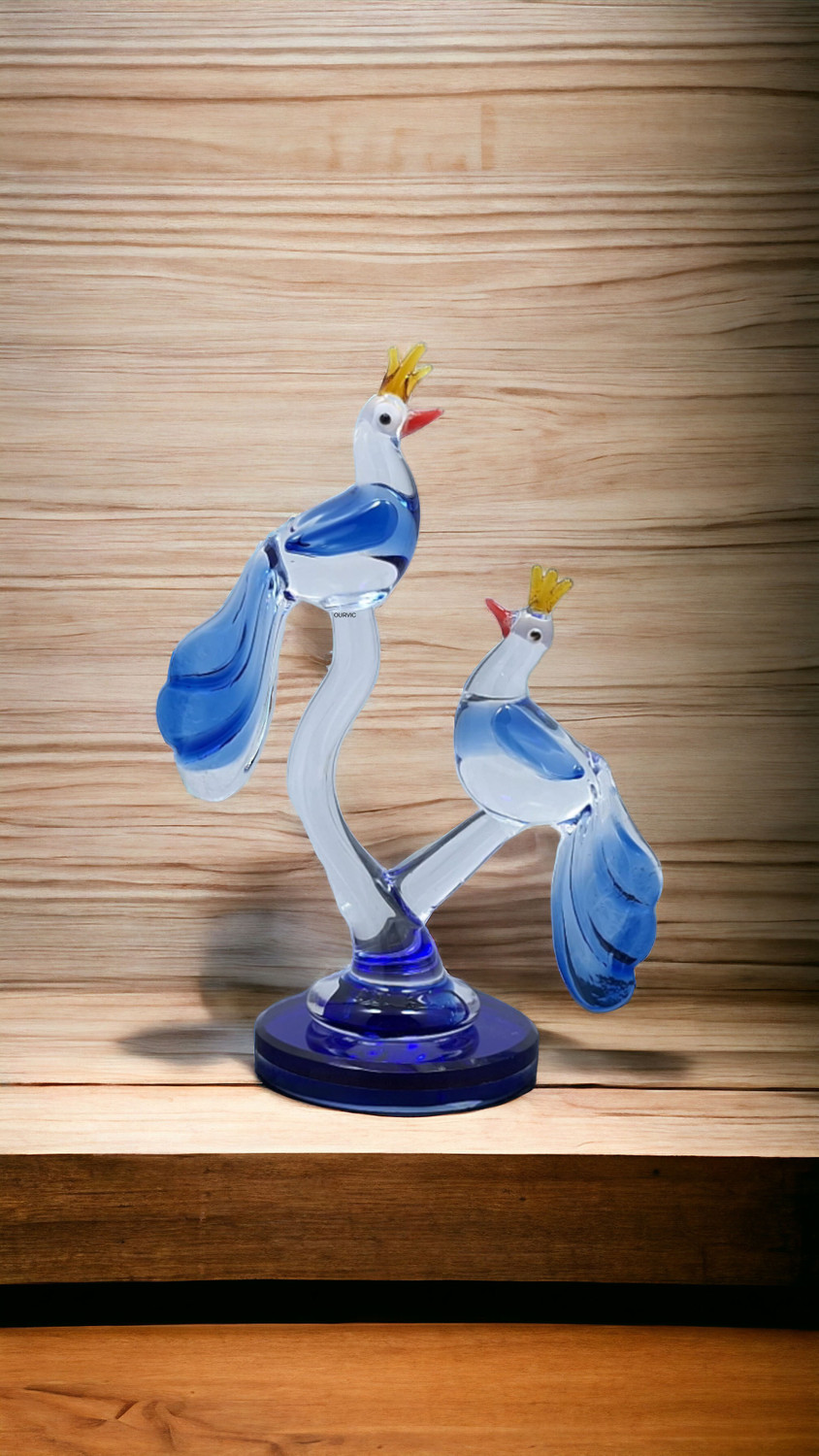 Image of OURVIC Loving Birds Glass Showpiece Handcrafted Crystal Glass Idol for Gift, Home Decor Decorative Showpiece - 12 cm