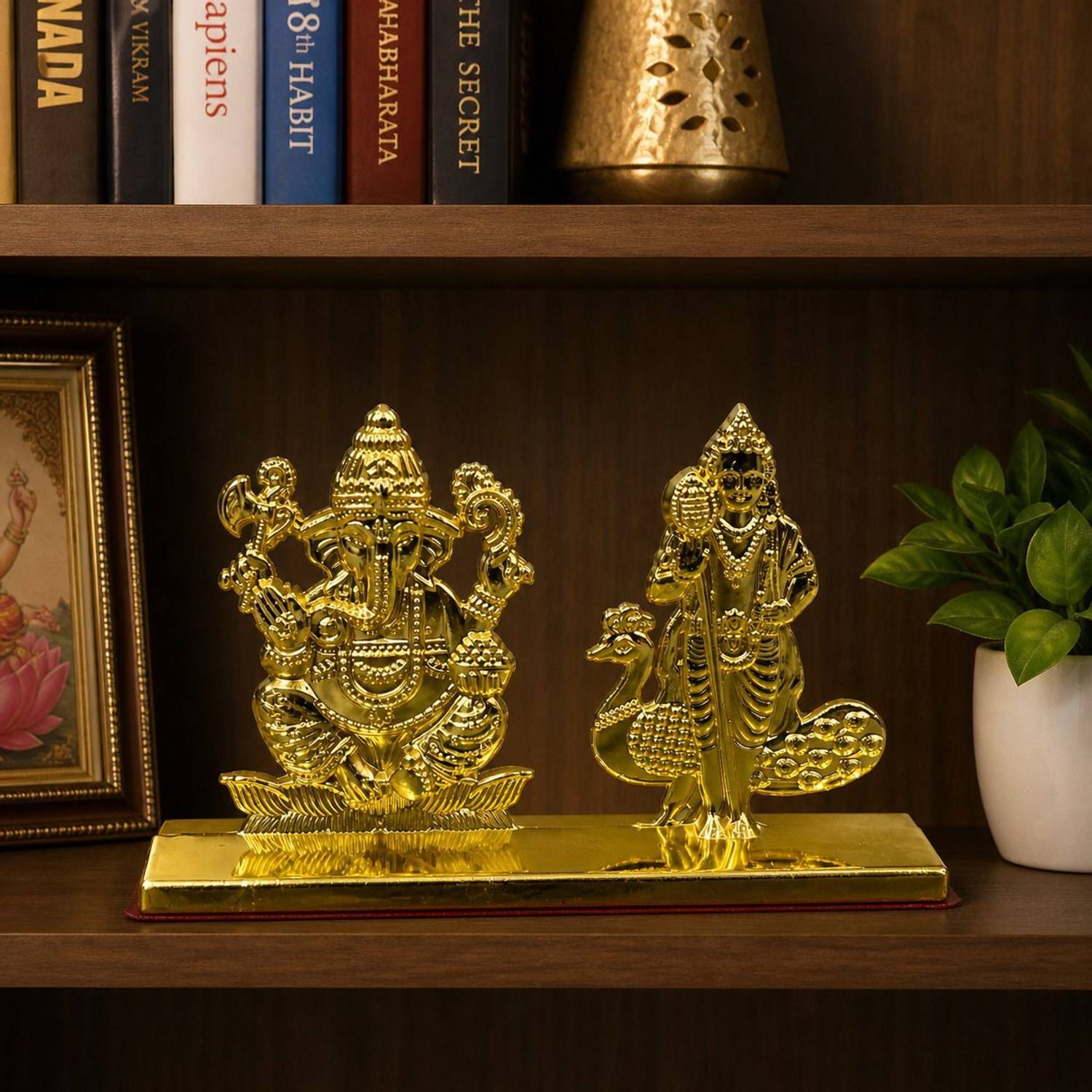 Maaword Ganesh Kartikeya Idol for Home Decor,Car Dashboard, Office Desk,Gift Decorative Showpiece - 6 cm