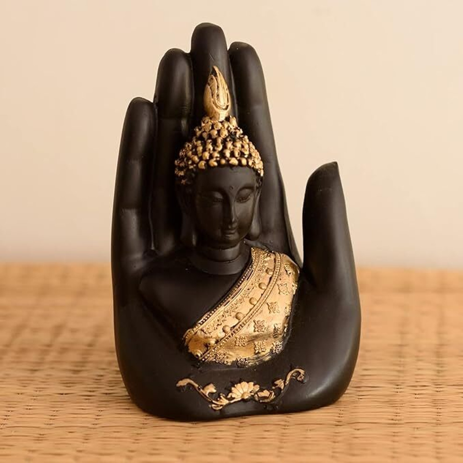 Image of Artisyn Golden Handcrafted Buddha Palm Decorative Showpiece - 17.5 cm