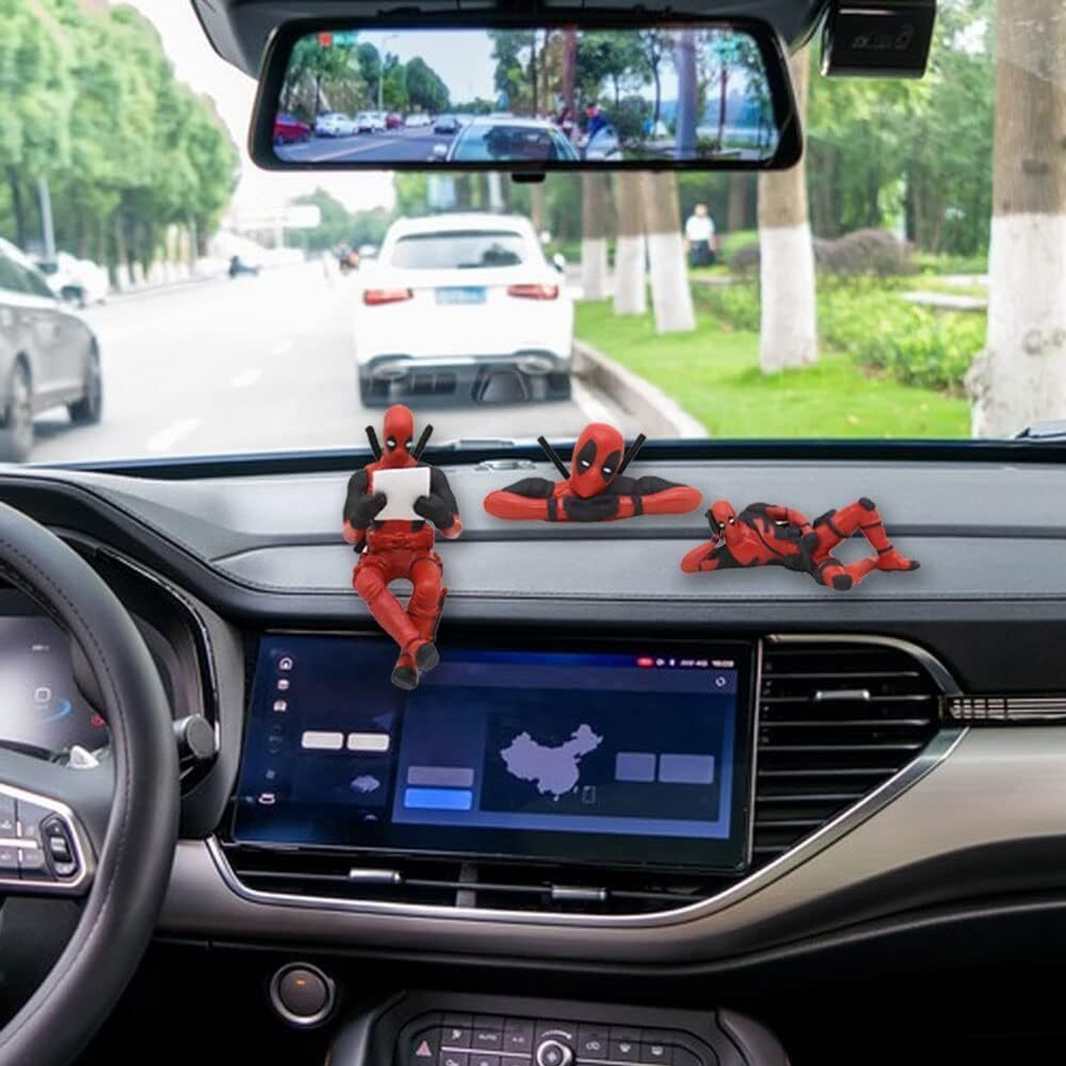 Image of INDIWARRIOR Car Decoration Dashboard Accessories Deadpool Decorative Showpiece - 8 cm