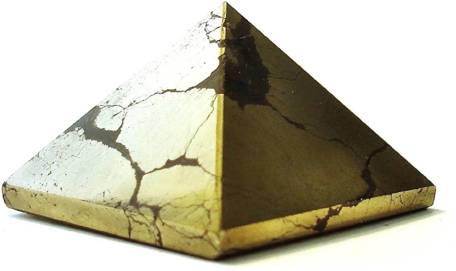 AIR9999 Pyrite Crystal Small Pyramid for Reiki Healing and Crystal Healing Decorative Showpiece - 2.5 cm