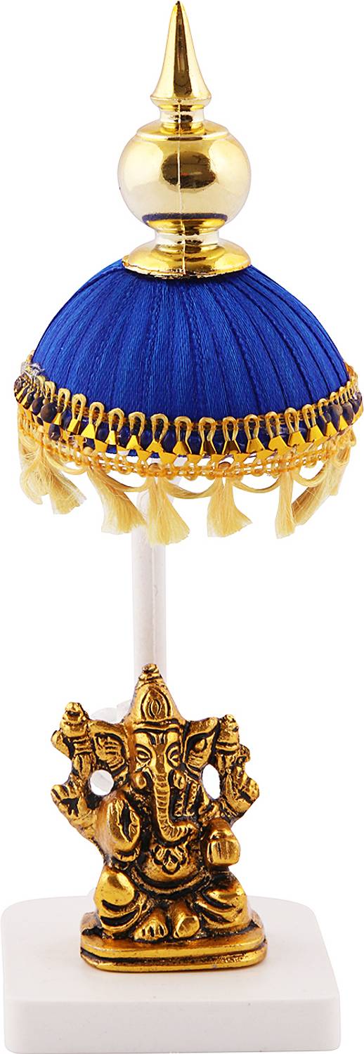 Jagriti Enterprises metal pillaiyar idol with fabric umbrella stand for pooja gift Decorative Showpiece - 16 cm