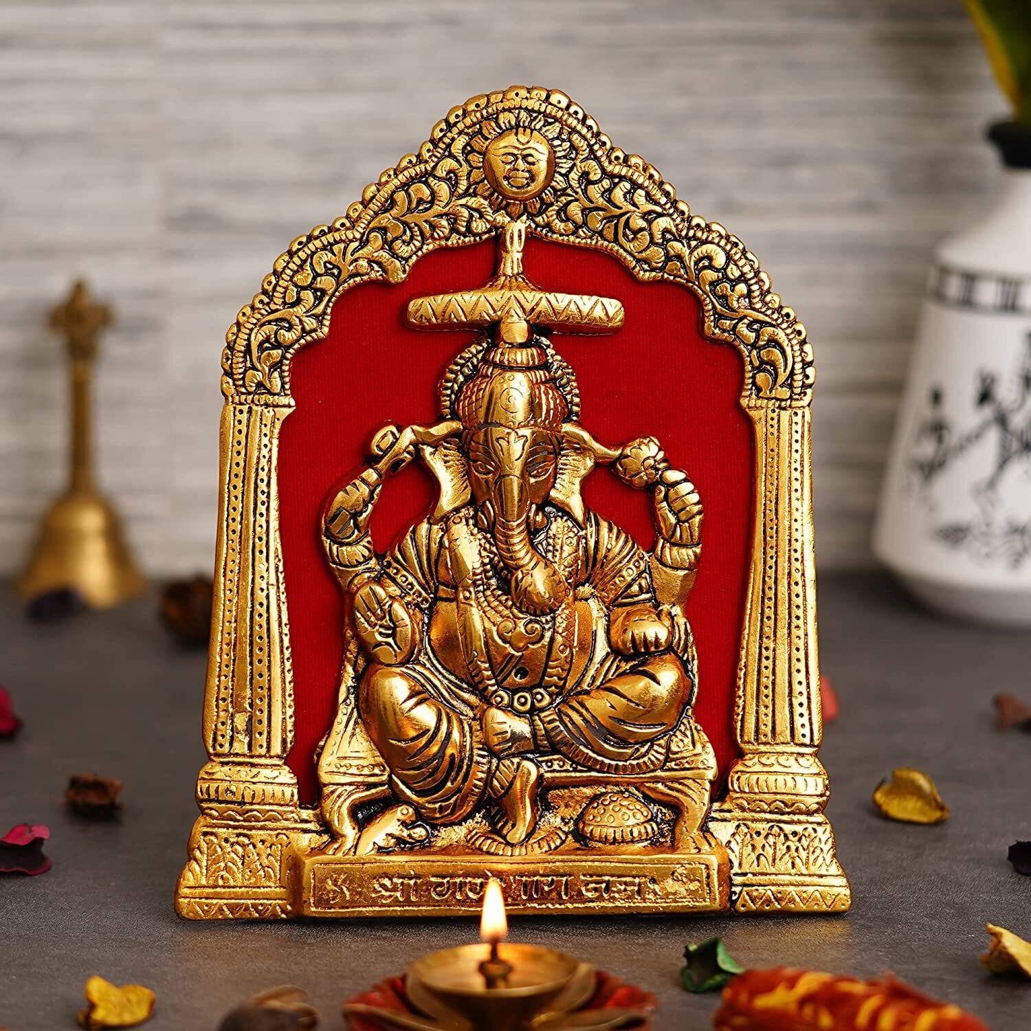 DecorHouse Designer Lord Ganesha Ganpati Wall Hanging for Home/Office Table Decorative Showpiece - 22 cm