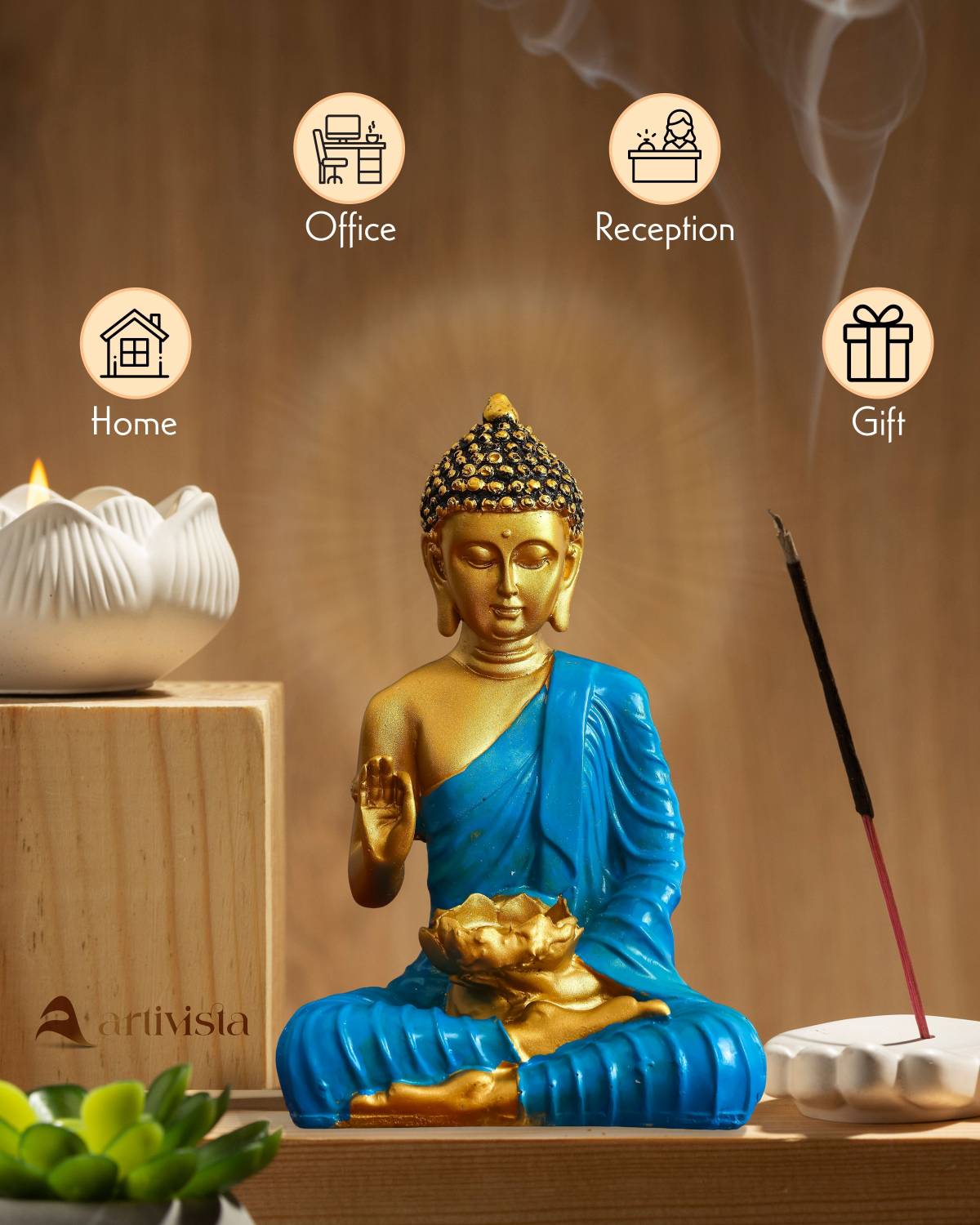 artivista Lord Gautam Meditating Buddha Statue For Home Decor Idol Decorative Showpiece  -  27 cm