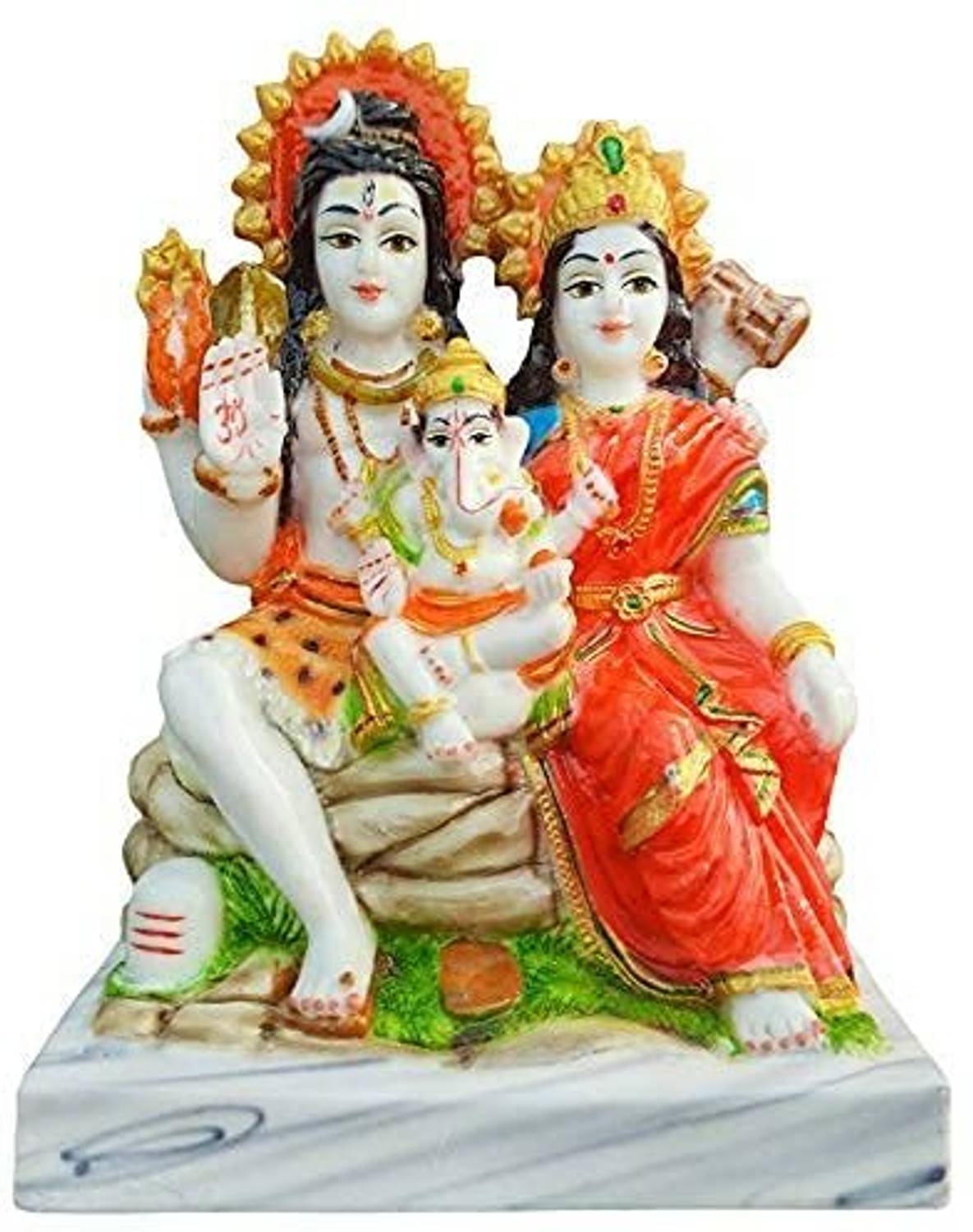 BUY N RELAX Dust Marble Shiv Parivar Idol 15cm (Multicolour) Decorative Showpiece - 15 cm