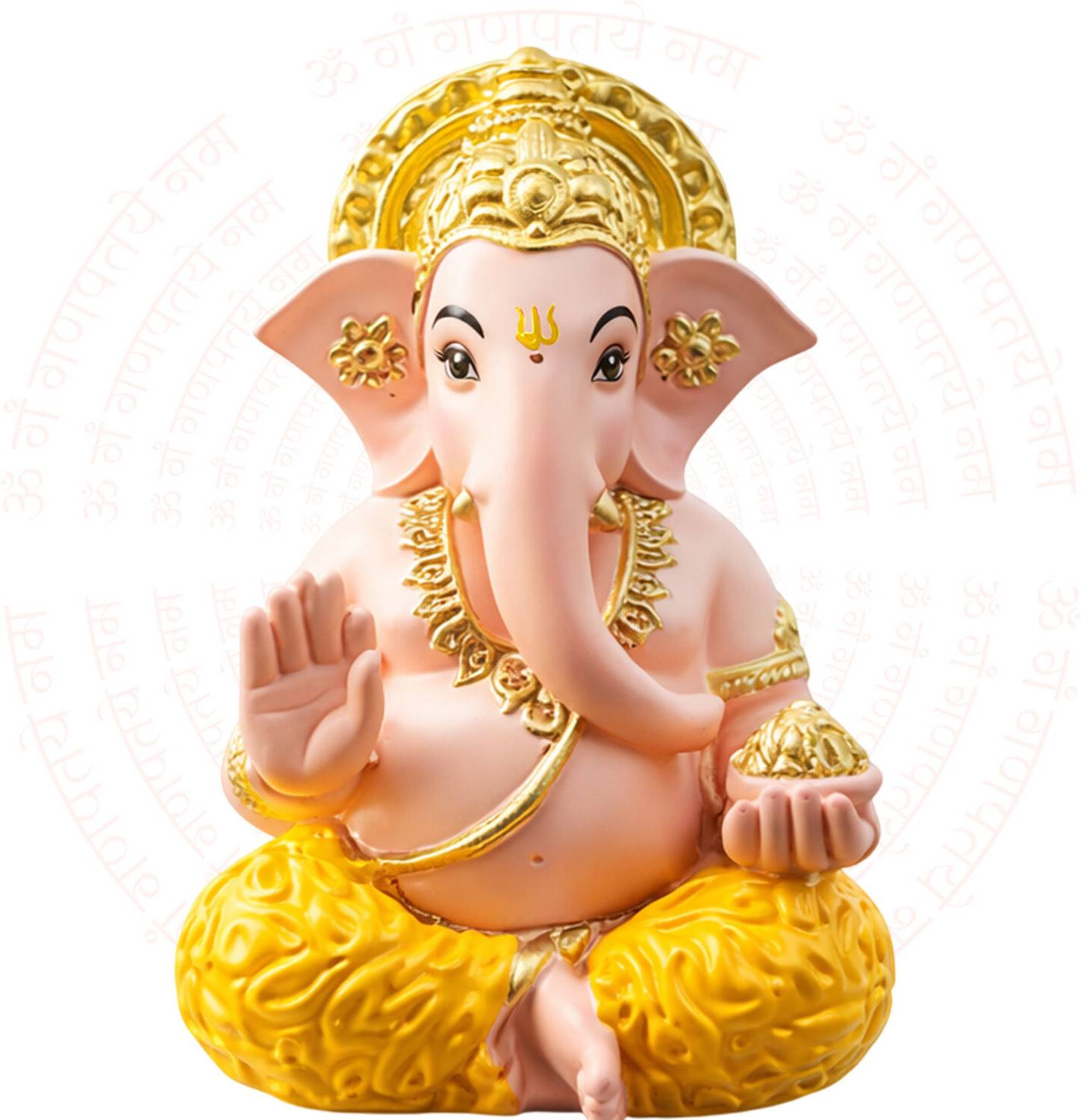 Signamio Handcrafted Skin Ganesha Idol for a Divine Touch in Your Vehicle and Home Decorative Showpiece - 11 cm