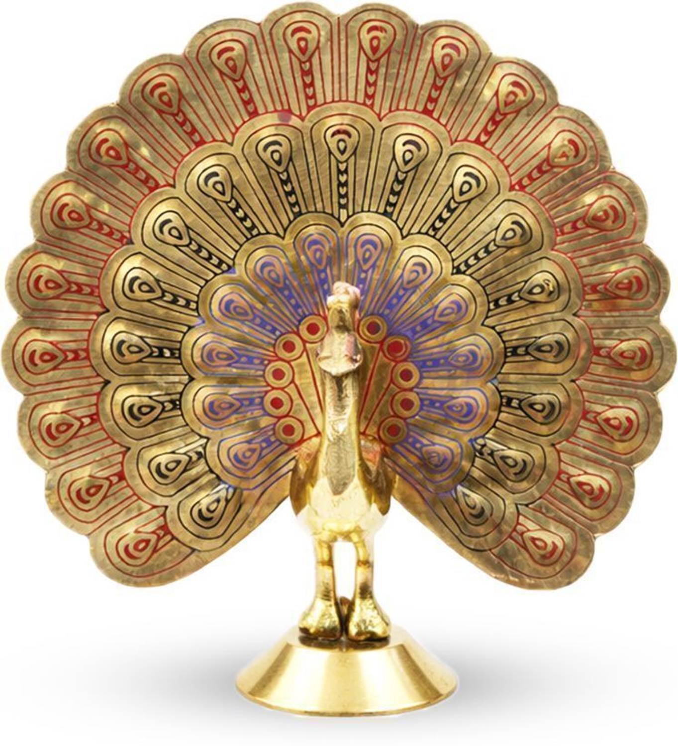 Arana Circle Brass Peacock Decorative Gifting Showpiece for Home, Office & Temple - 6 Inches Decorative Showpiece - 15.24 cm