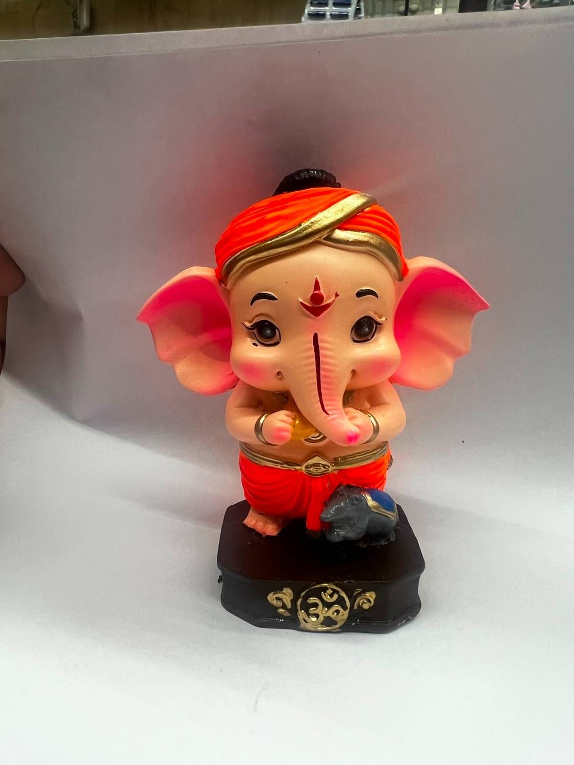 BLISSFUL Cute Ganesha Idol with Modak Bal Ganpati Murti Gift Figurine Showpiece Decorative Showpiece - 8 cm