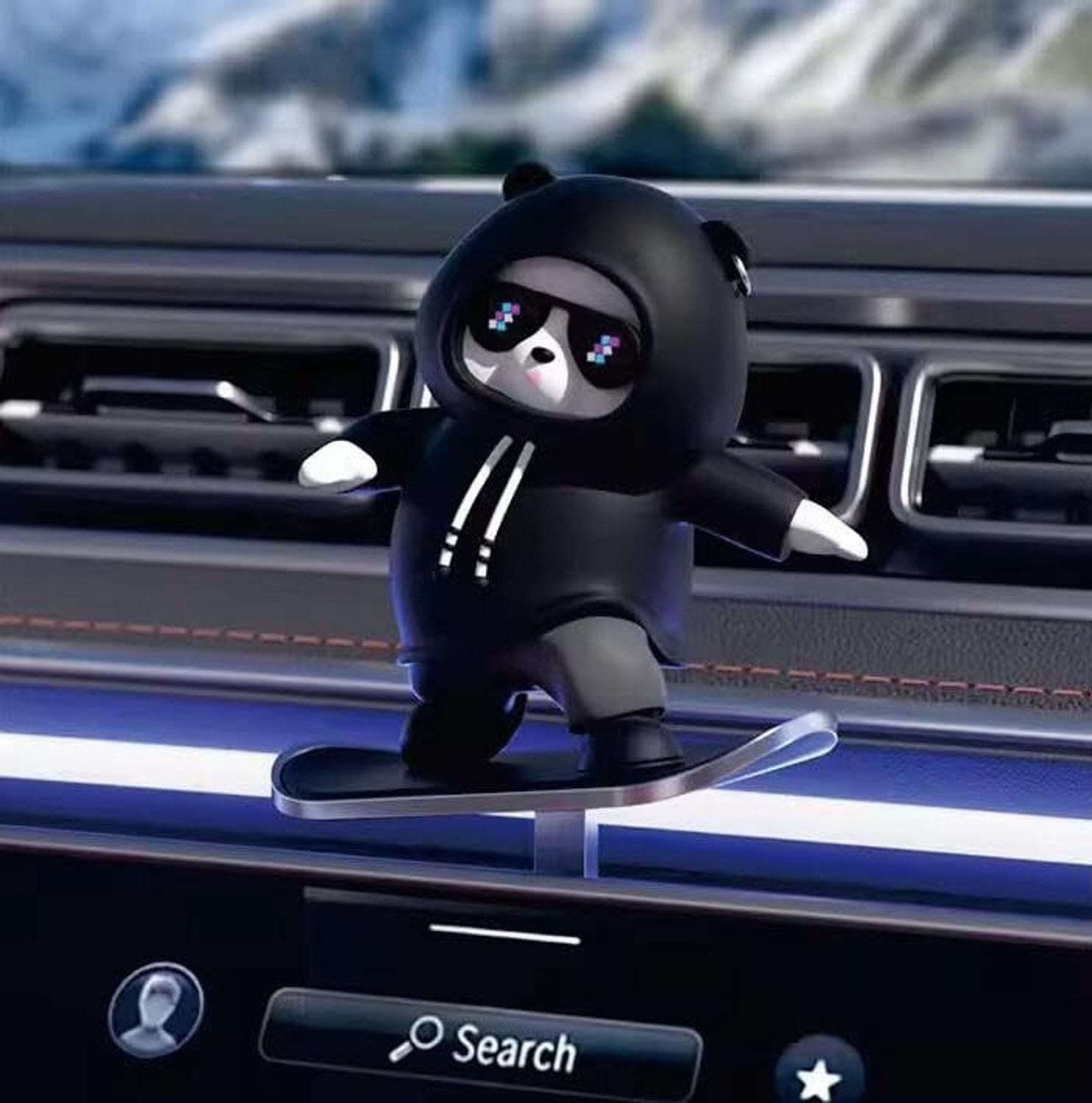 Image of LIVENTA Skateboard Panda /Bear Car Dashboard Accessories With Parking Number Plate Decorative Showpiece - 10 cm