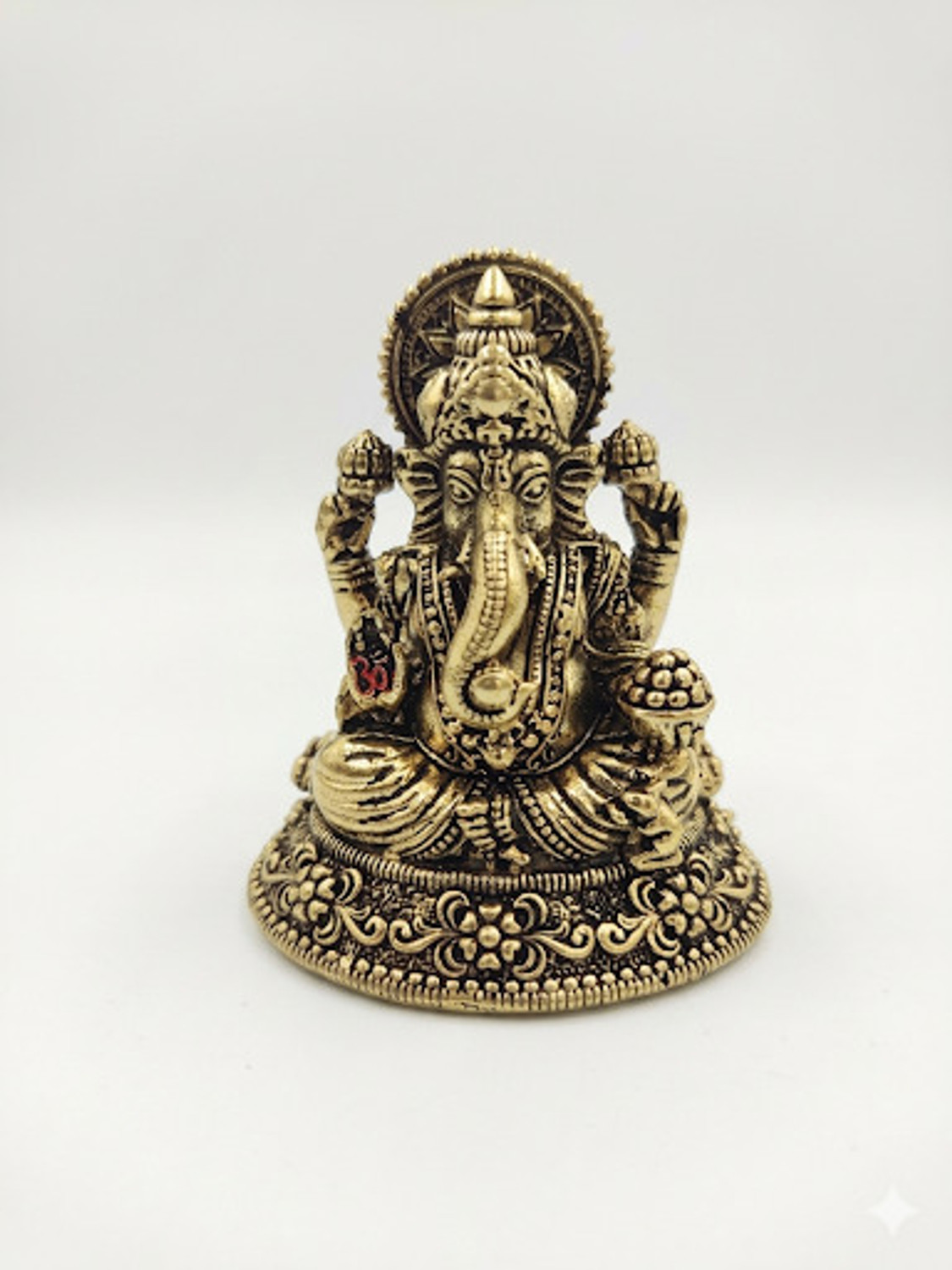 Image of kingsman Brass Ganesha Statue Elegant and Sacred Temple Decor | Decorative Idol - 4cm Decorative Showpiece - 4 cm