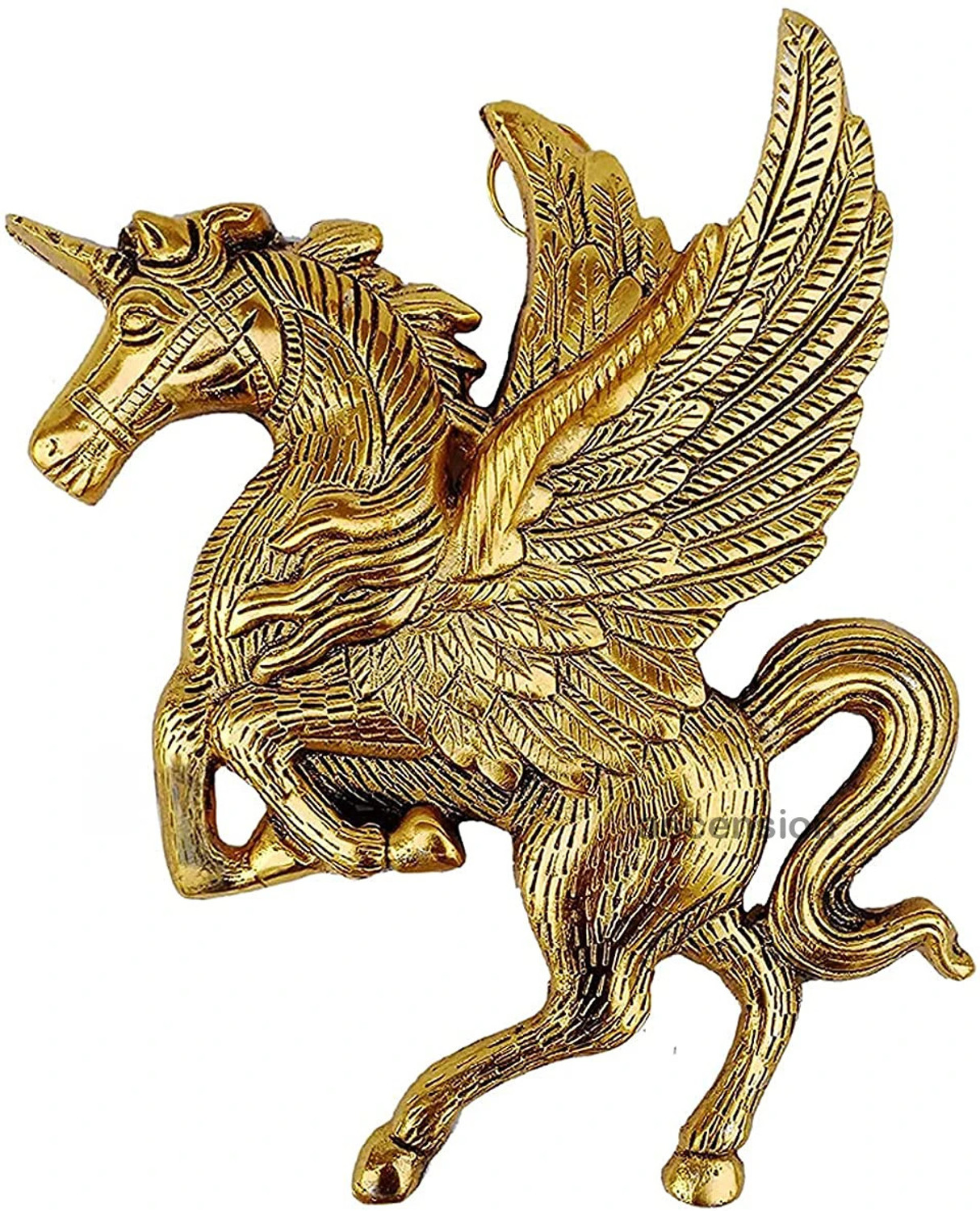 Image of Ascension Brass Wall Hanging Flying Angel Horse Statue Wall Decor Pegasus Animal Feng Shui Decorative Home Office Decor Showpiece Decorative Showpiece - 21 cm