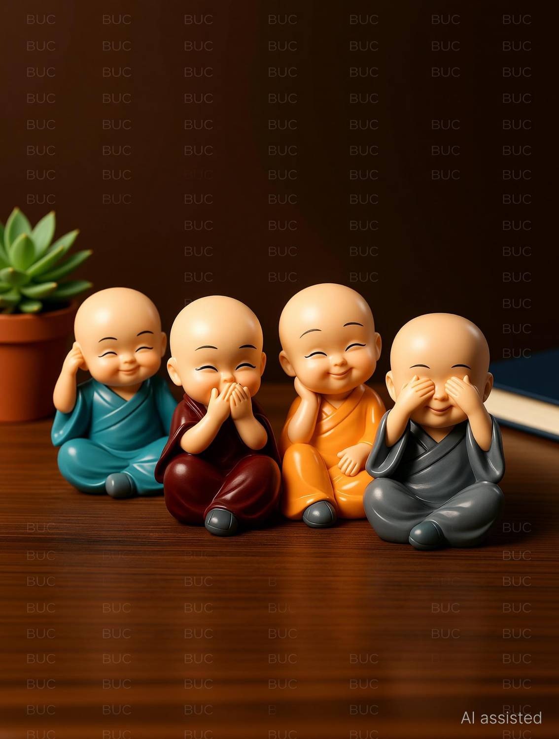 BUC Buddha Statue Set of 4 (6 cm) Home Decor Pack of 4 - Image 2