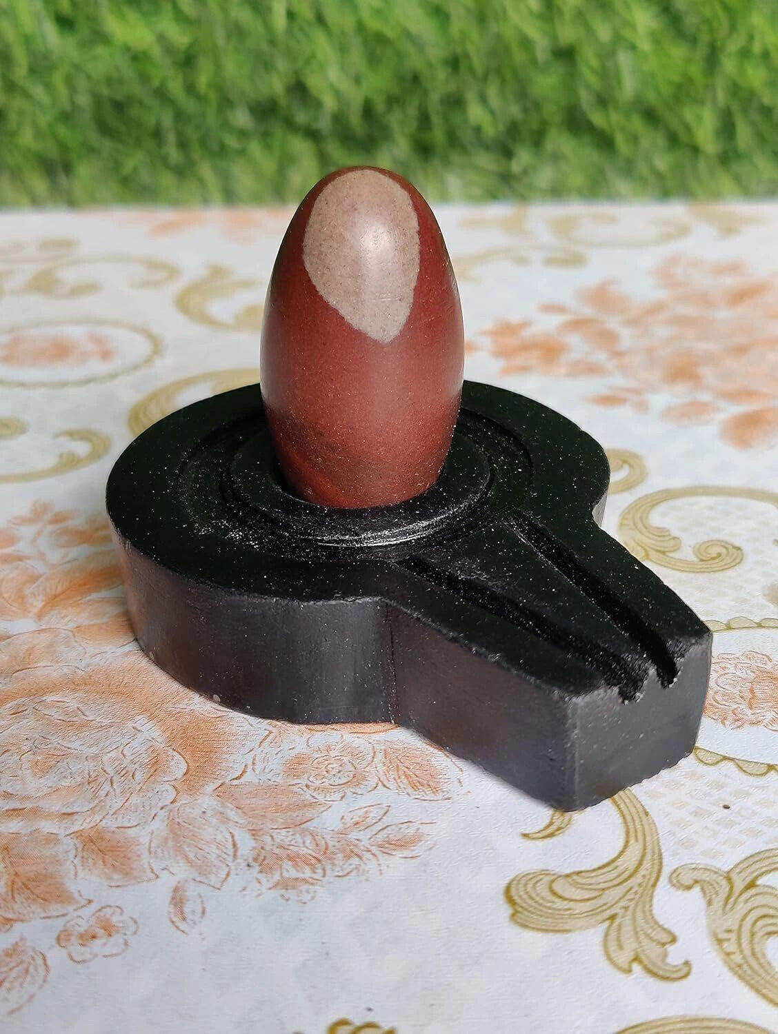 Image of AKNaturals Narmadeshwar Shivling with Jalhari Base, Brass Nagfani Decorative Showpiece - 5 cm