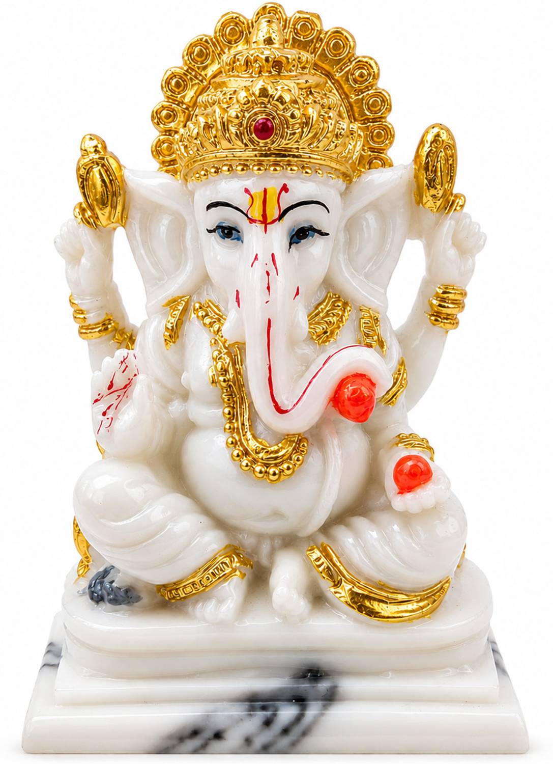 primegadgets Ganesh Ji Idol for Car Dashboard | Marble Finish Murti for Home & Office Decorative Showpiece - 11 cm