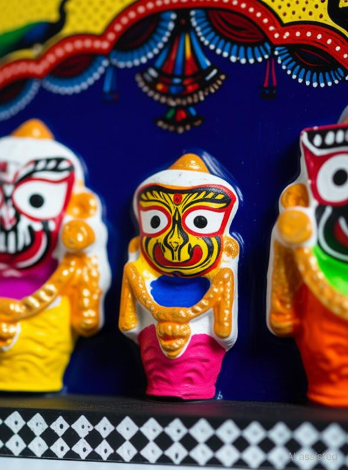 Image of Zenith Zone Jagannath Balabhadra Subhadra Idol Panel Decorative Showpiece - 8 cm