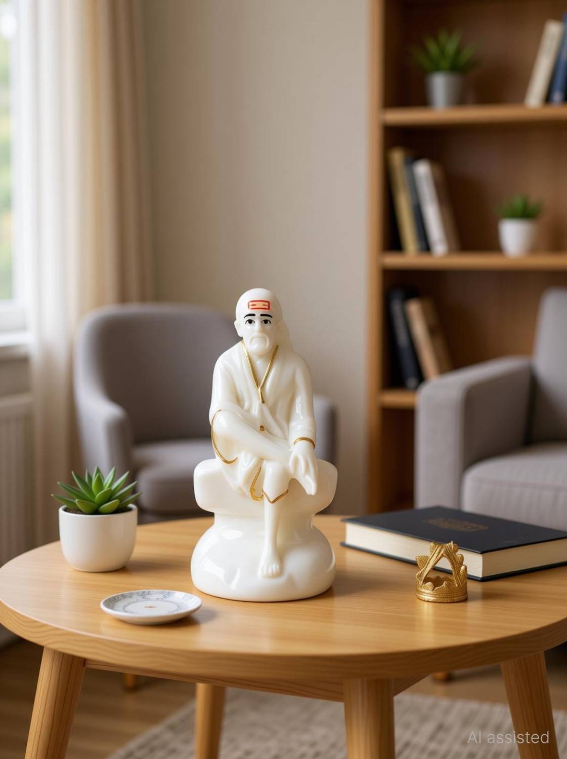 Averiq Gifts Handcrafted Sai Baba Idol from Shirdi Home Temple & Gift Item Decorative Showpiece  -  10 cm