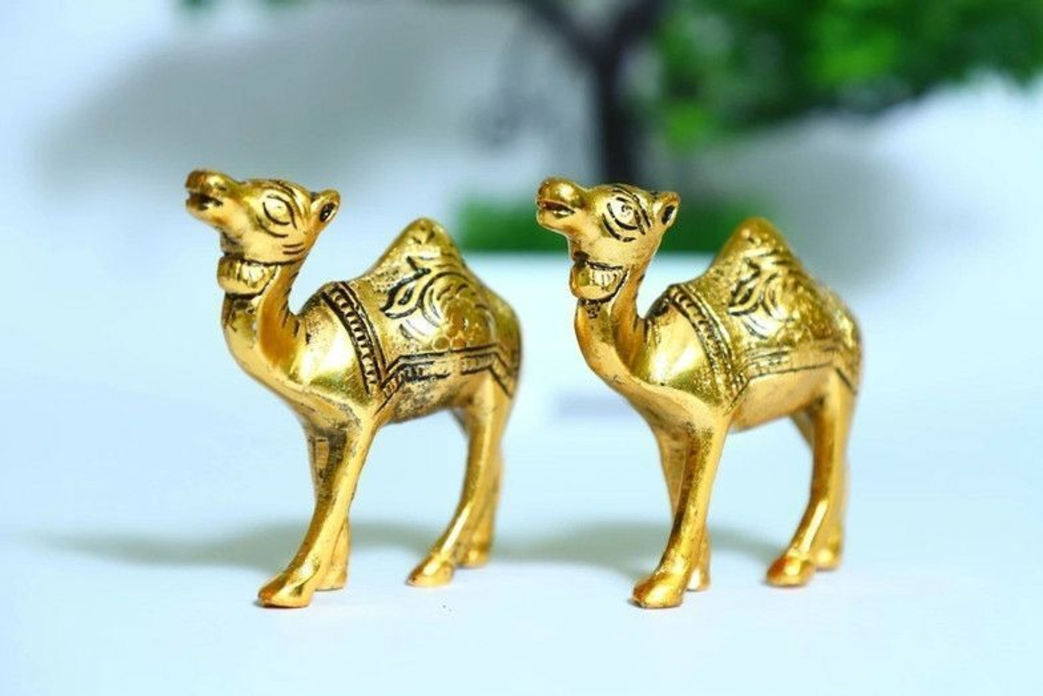 Image of KANISHQ Golden Metal Rajasthani Camel Showpiece Living Room Decor Gifts set of 1pc Decorative Showpiece - 10.2 cm