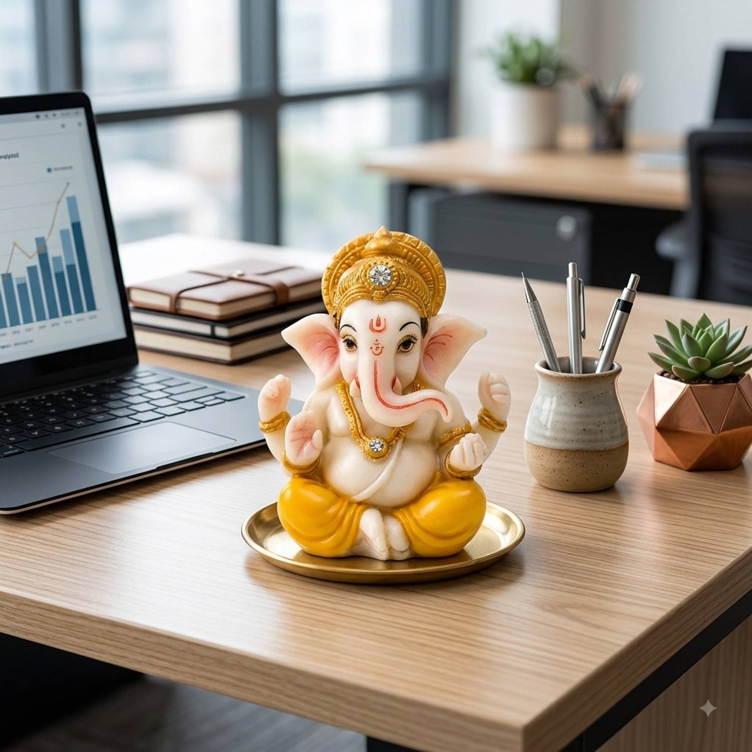 IDOLCRAFT Ganpati Bappa Ganesh Ji Idol for Car Dashboard, Pooja, Vastu & Gifting Decorative Showpiece - 7 cm