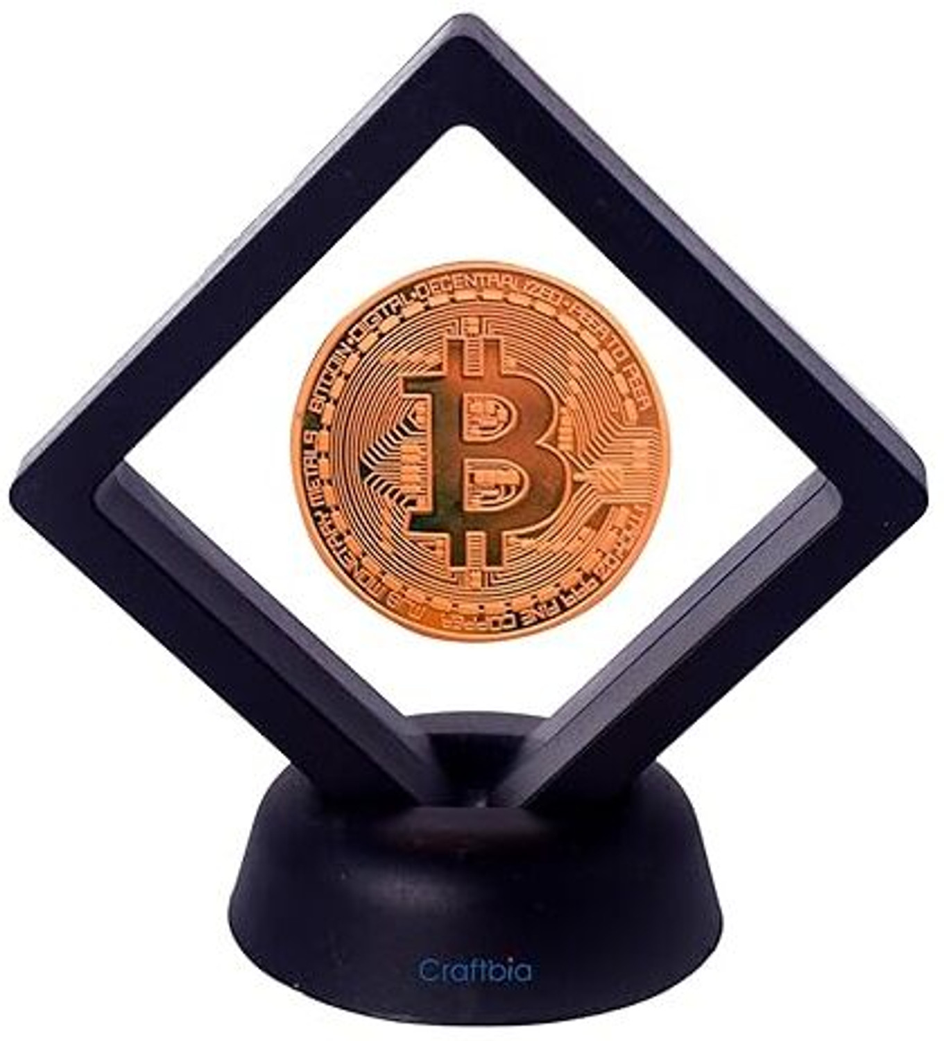 Image of Craftbia Bitcoin Coin Copper with Display Item Case Decorative Showpiece - 0.3 cm (Metal, Gold)