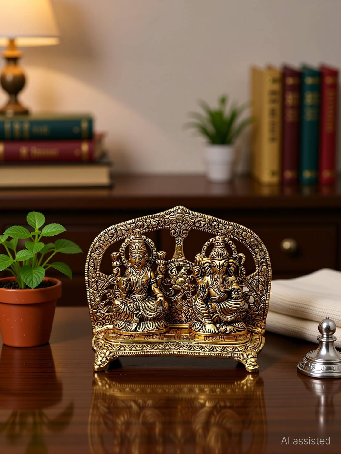 pranchi Laxmi Ganesh Idol Set | Bhagwan Ganpati and Laxmi Ji Murti for Mandir Decorative Showpiece - 12 cm