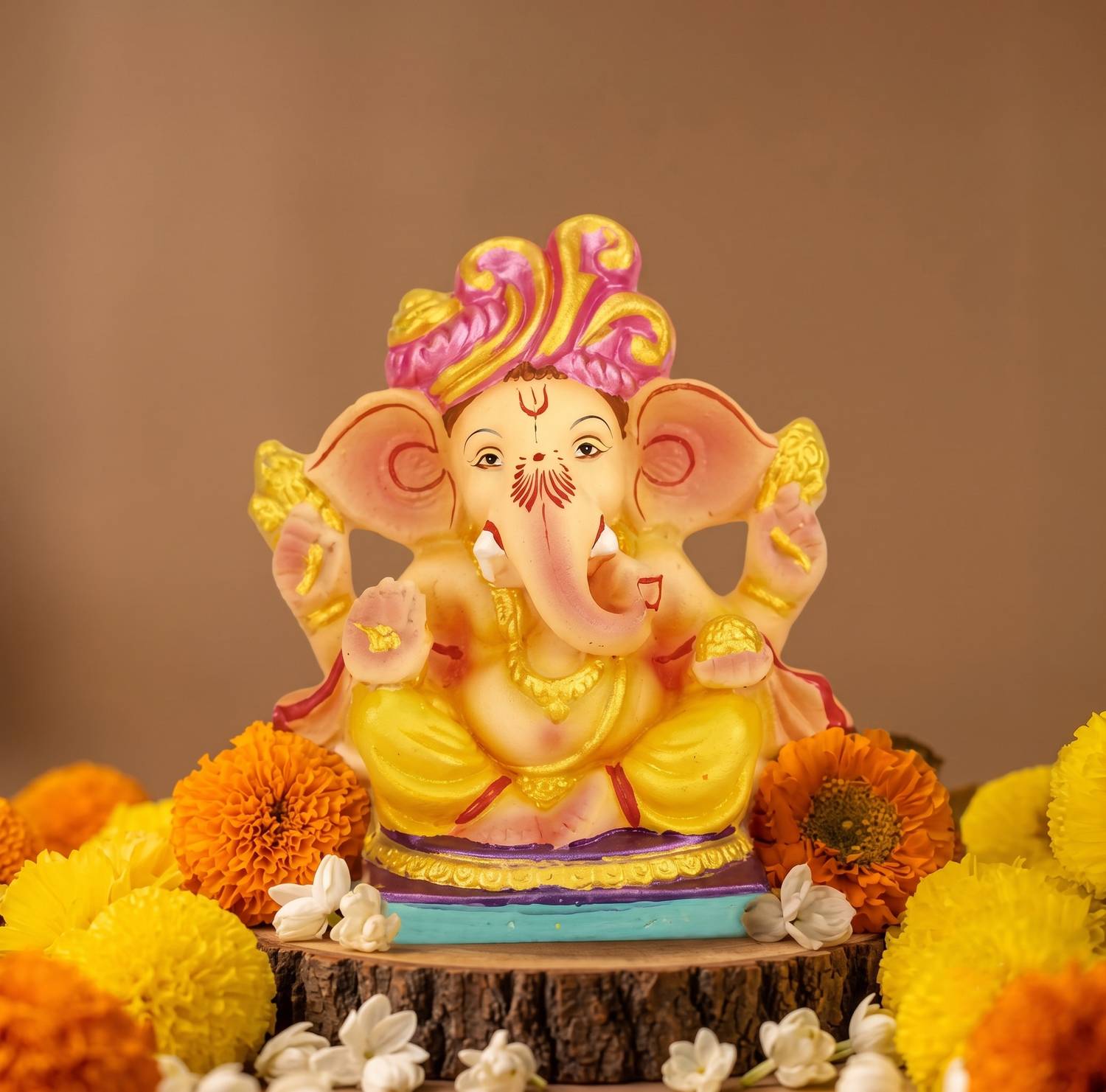 Cycle Pure 6-inch Eco-friendly Ganesh Idol for Ganesh Chaturthi with Agarbatti & Patka Decorative Showpiece - 15 cm
