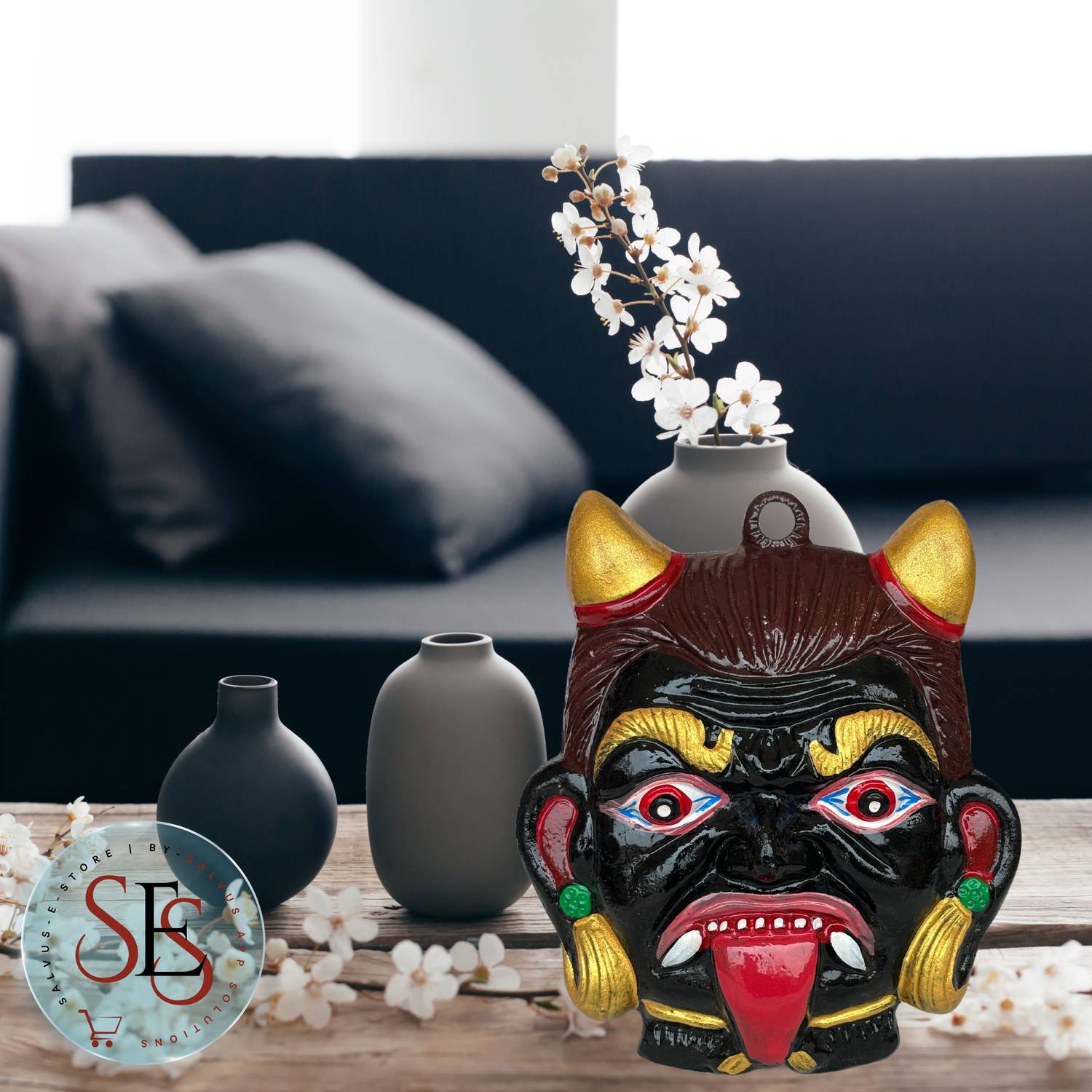 Monday Night Fights here ナイトペイント ガラス 製 SalvusEstore Metal Black Nazar Battu Face Mask: Evil Eye