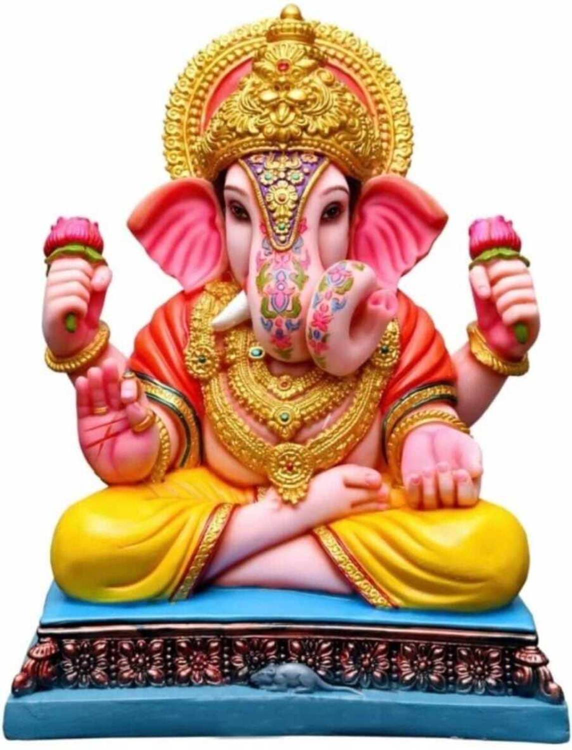krishnagallery1 New Dagdu Ganesh Statue Murti Marble , e Statue Decorative Showpiece  -  21 cm