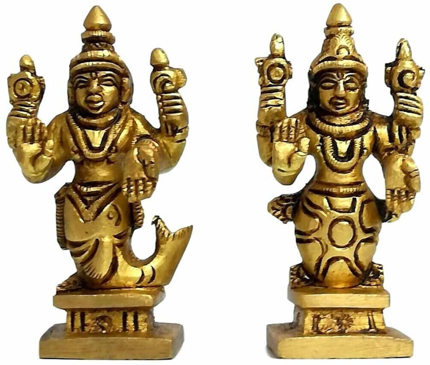Image of Aakrati Aakrati Dashavataram -Ten Incarnations /Avatars of Lord Vishnu -Lord Vishnu all avtar Statues is made of best quality brass with details worked by India artisan. Decorative Showpiece - 7.5 cm