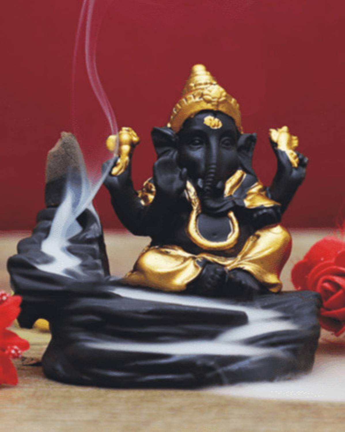 CRAFTWELL LORD GANESHA SMOKE SATUE WITH 30 PCS DHOOP STICKS Decorative Showpiece - 5 cm