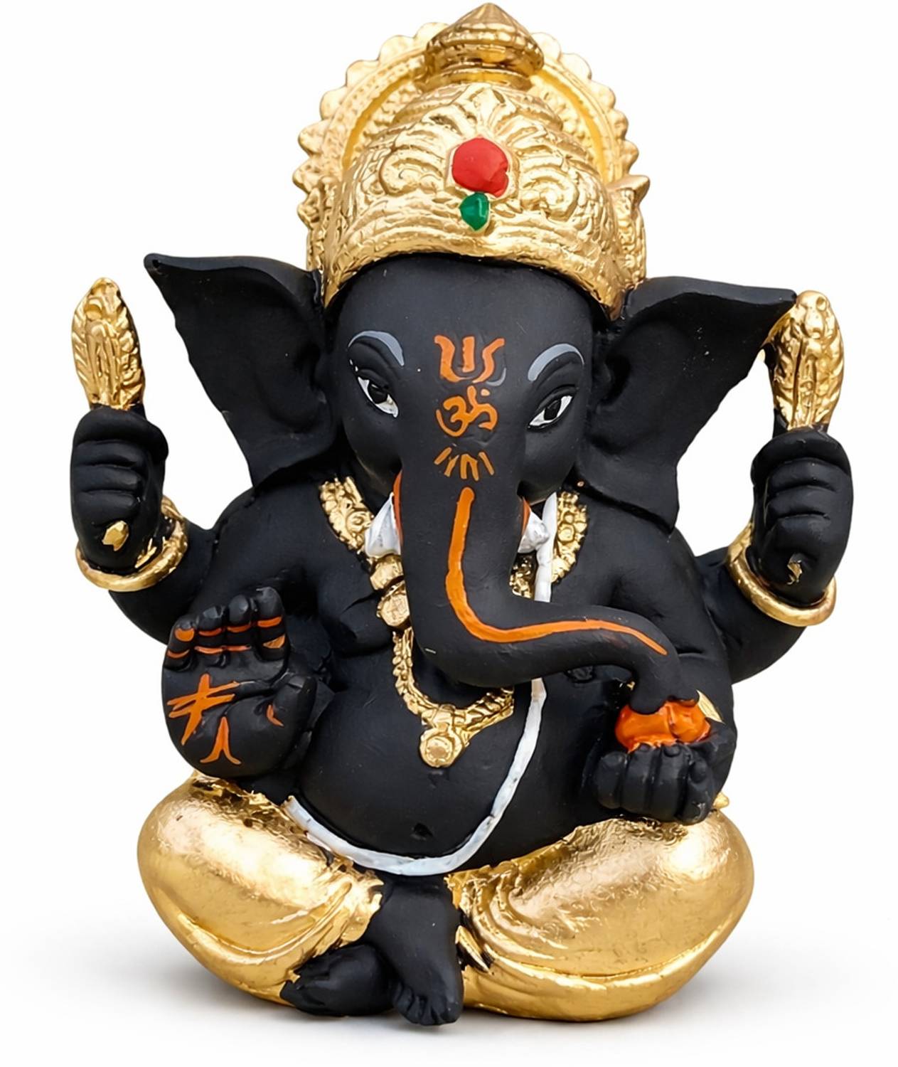 MSAA STORES Black Gold Ganesh Idol Decorative Showpiece - 12 cm