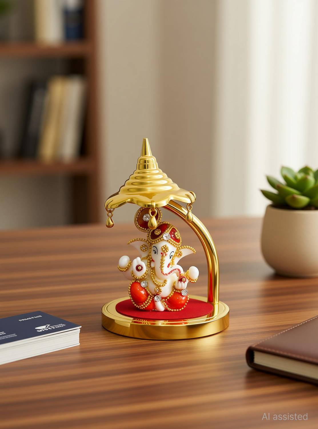 YEWISH Ganesh Statue Idol Showpiece God of Luck Car Dashboard Housewarming Pooja Diwali Decorative Showpiece  -  12 cm