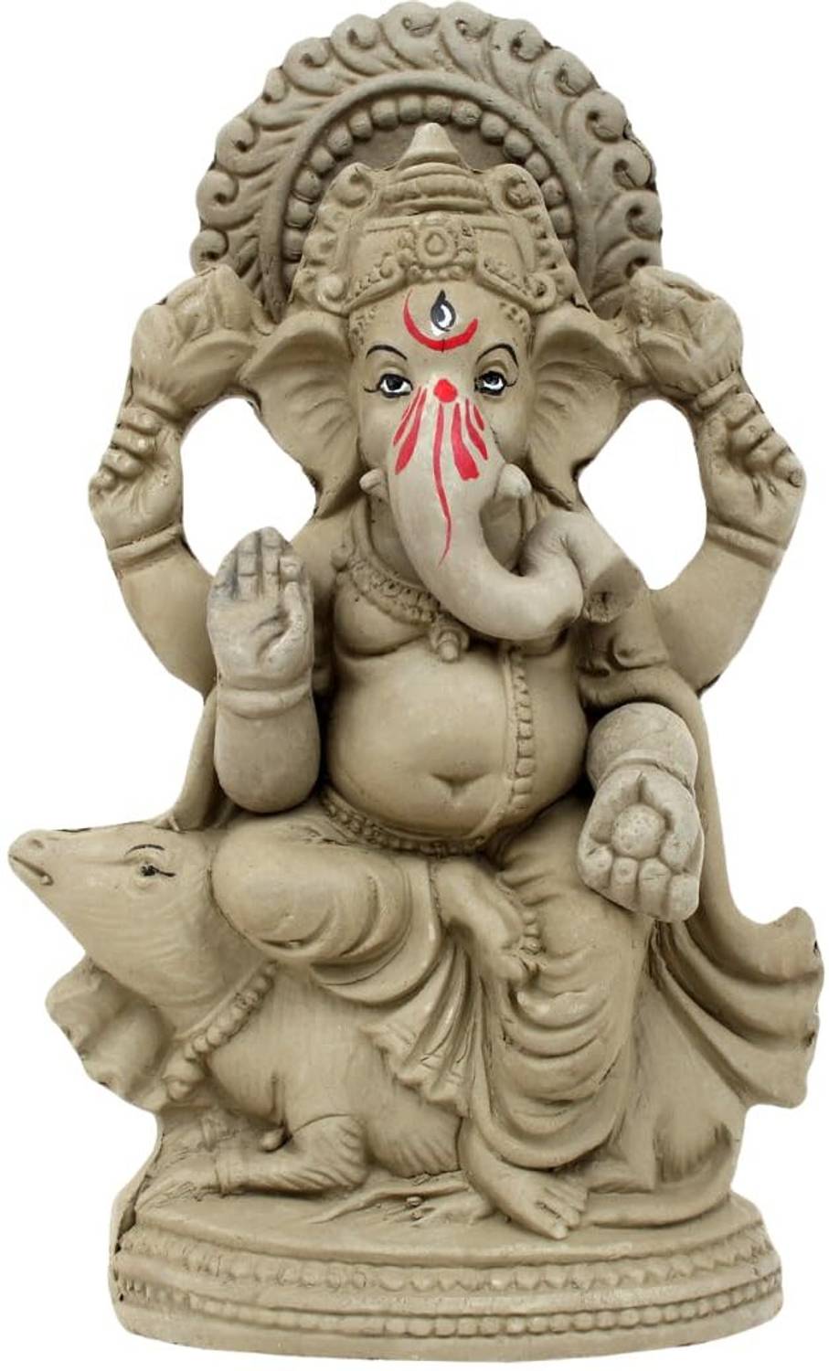 KSI Eco-Friendly Mushak Ganesh Idol for Visarjan | Water Soluble, 7.5 Inch, No Paint Decorative Showpiece  -  20 cm