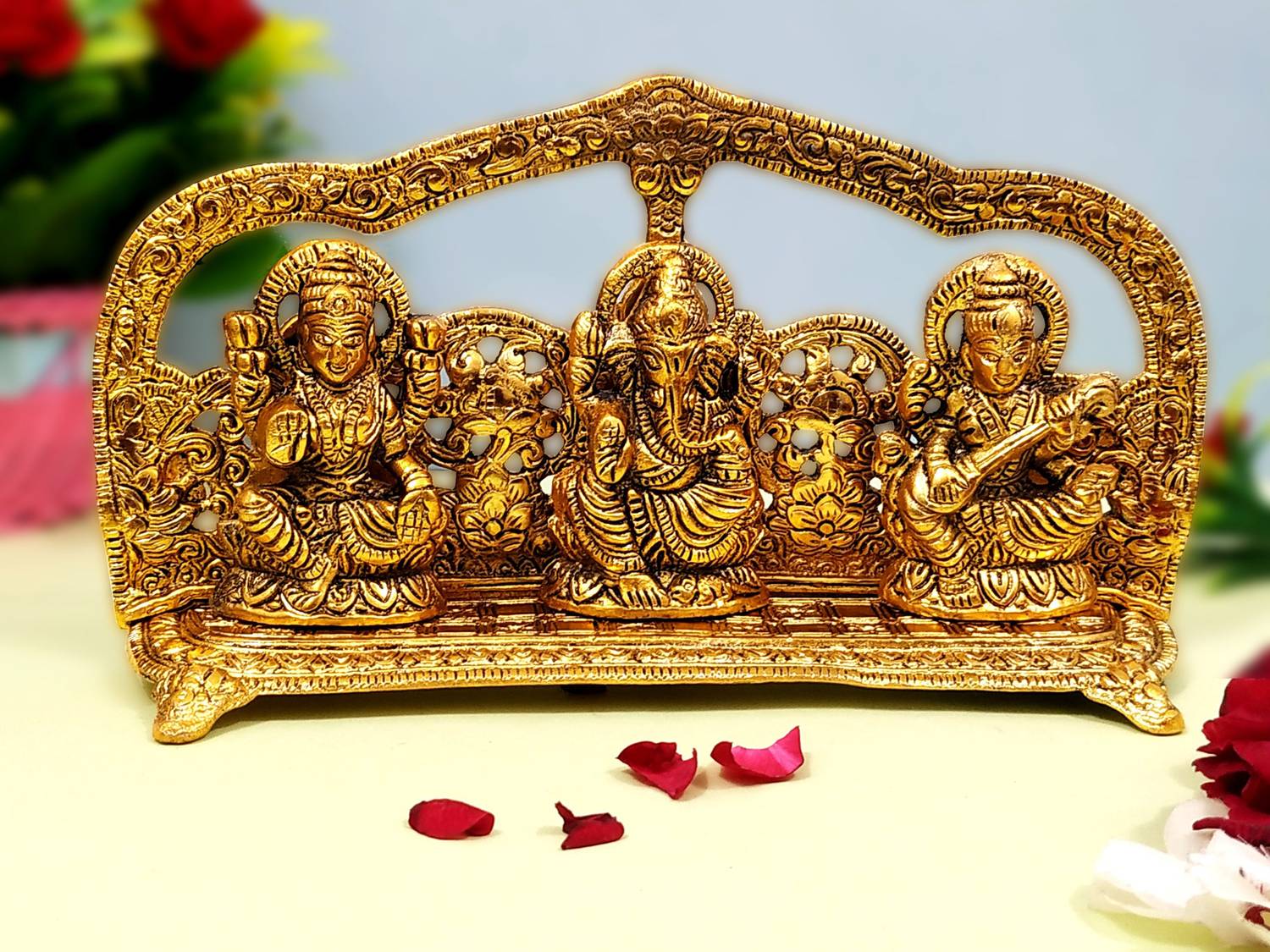 MORMUKUT Laxmi Ganesh Saraswati Idol Decorative Showpiece  -  13 cm
