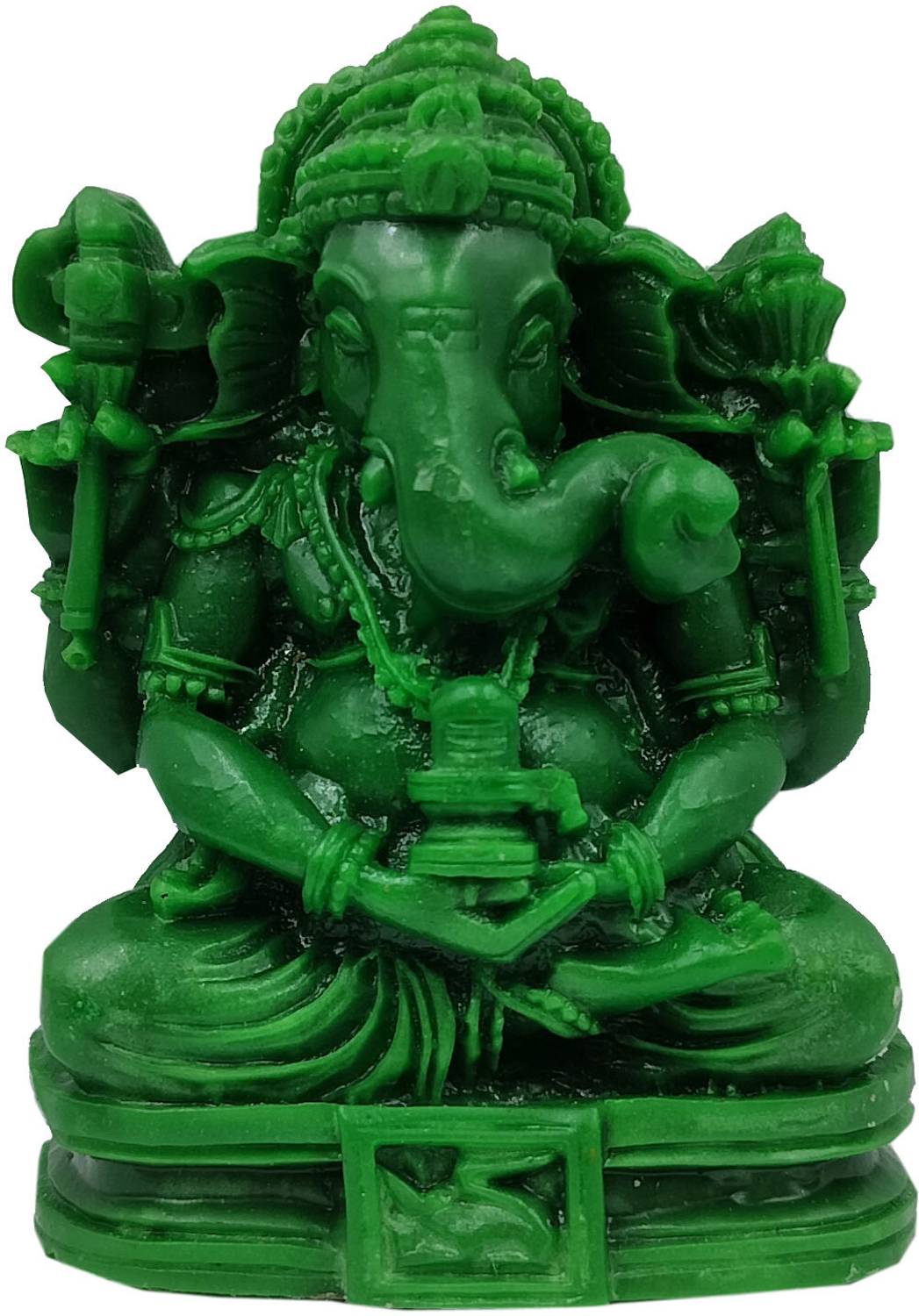 hands of odisha Ganesha with Shivling Idol - Marble Dust Murti for Car Dashboard 8cm Decorative Showpiece - 8 cm